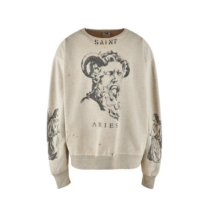 NIGO Saint Michael x Aries Men's Spring And Autumn Retro Graffiti Cotton Round Neck Long Sleeve Sweatshirt Ngvp #nigo9444