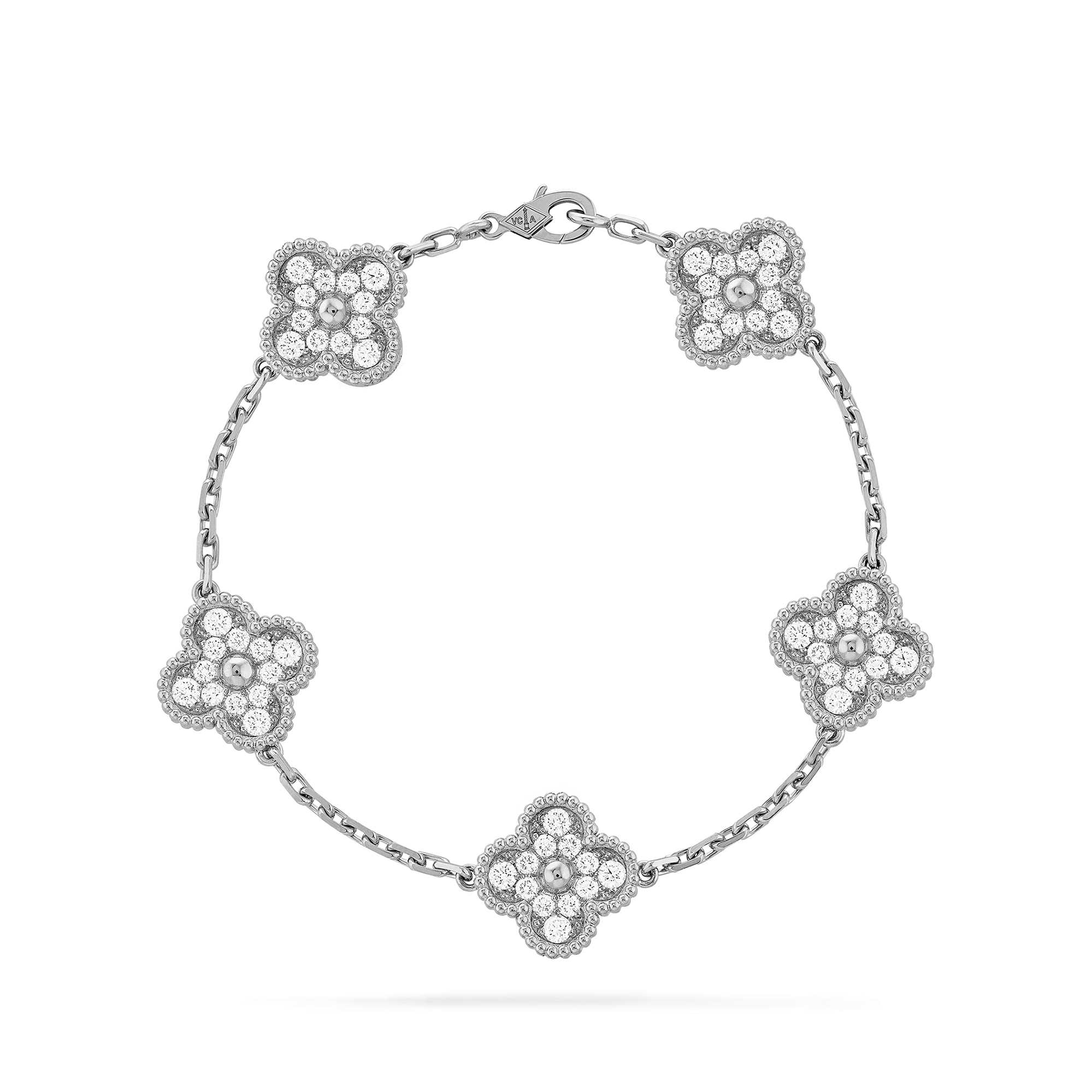 Nigo Van Cleef&arpels Five Flower Silver Color Metal Bracelet, Pure Silver Flower Temperament, Luxurious Jewelry Accessories #nigo73531