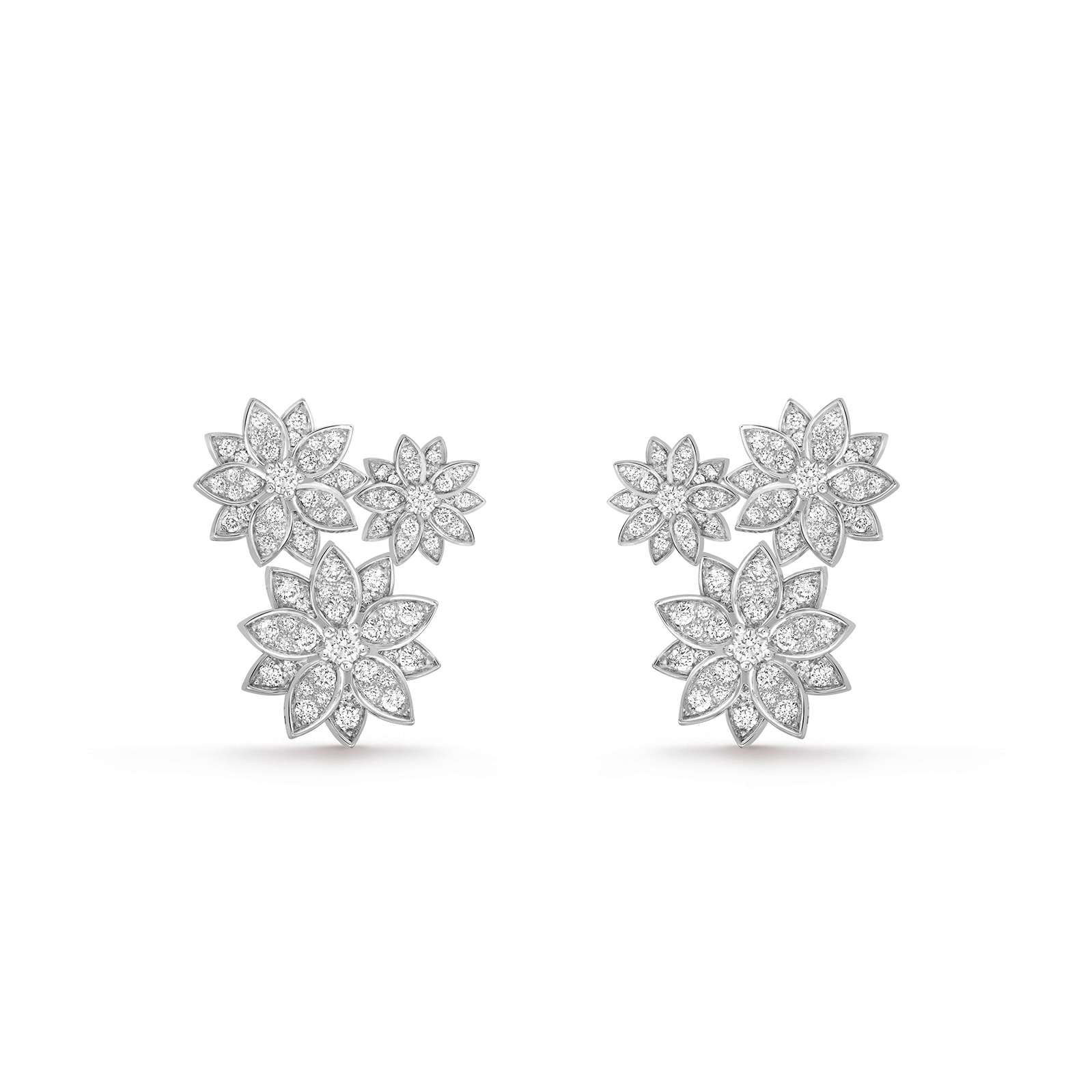 NIGO Van Cleef&Arpels Women's Silver Lotus Flower Diamond Stud Earrings Jewelry #nigo73529