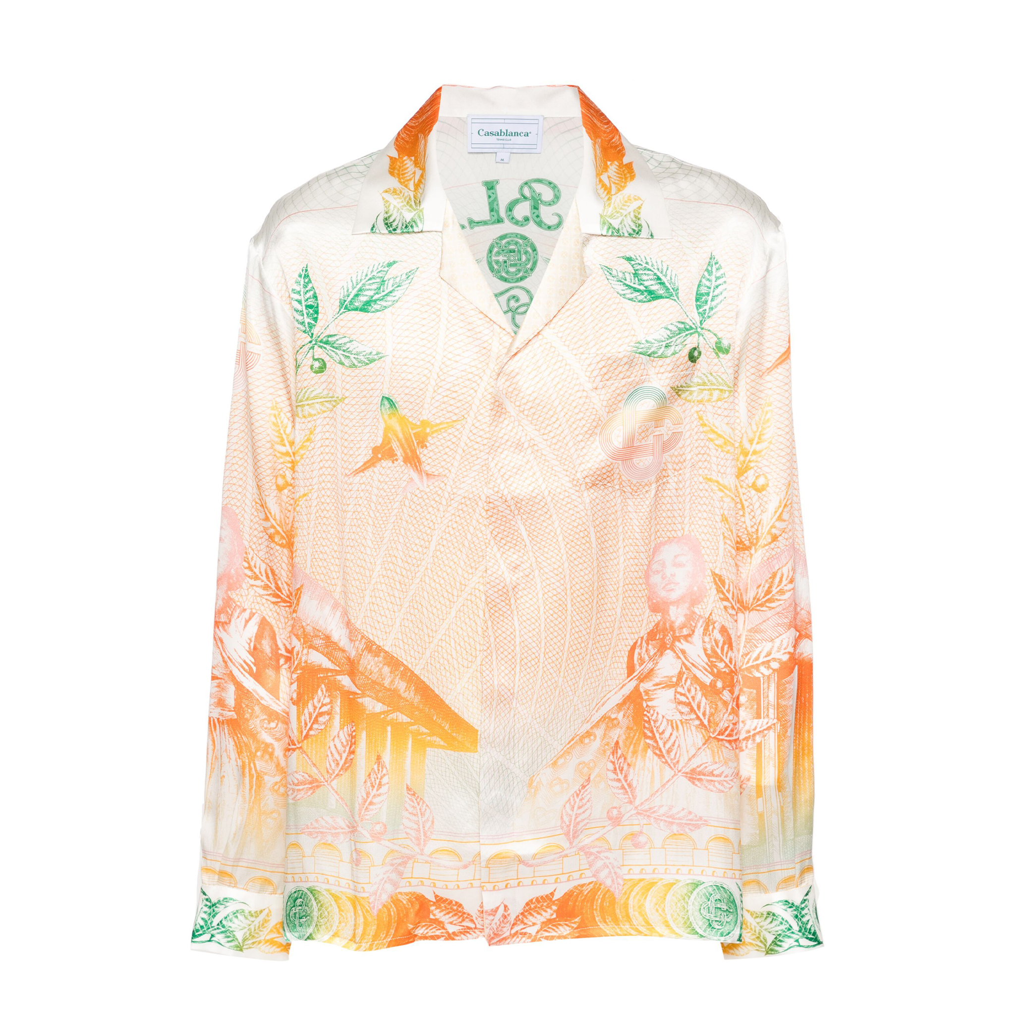 NIGO Casablanca Men's And Women's La Monnaie Printed Spring And Autumn Comfortable Silk Long Sleeved Solid Color Fitted Shirt #nigo71672
