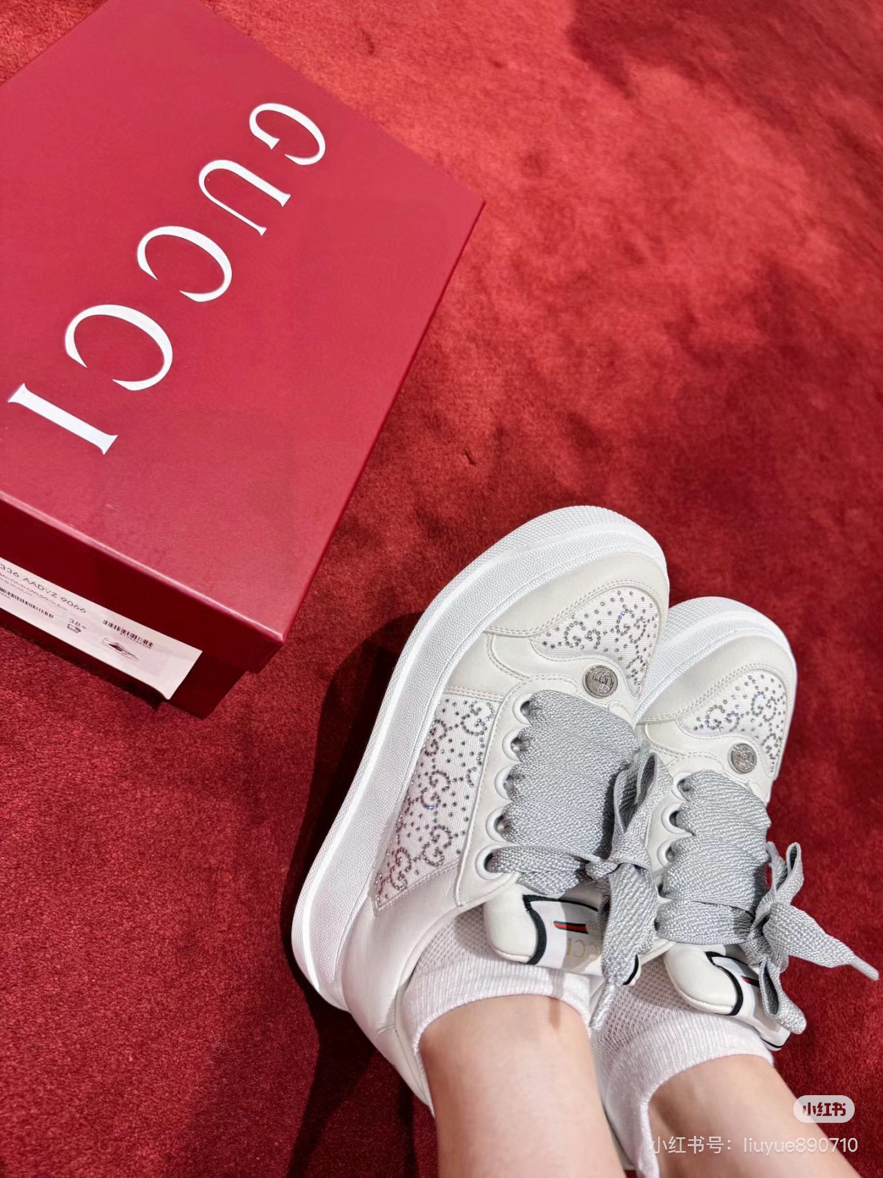 NIGO Gucci Women's Screener Collection Embellished Webbing Thick Sole Low Top Sneakers Shoes #nigo73521