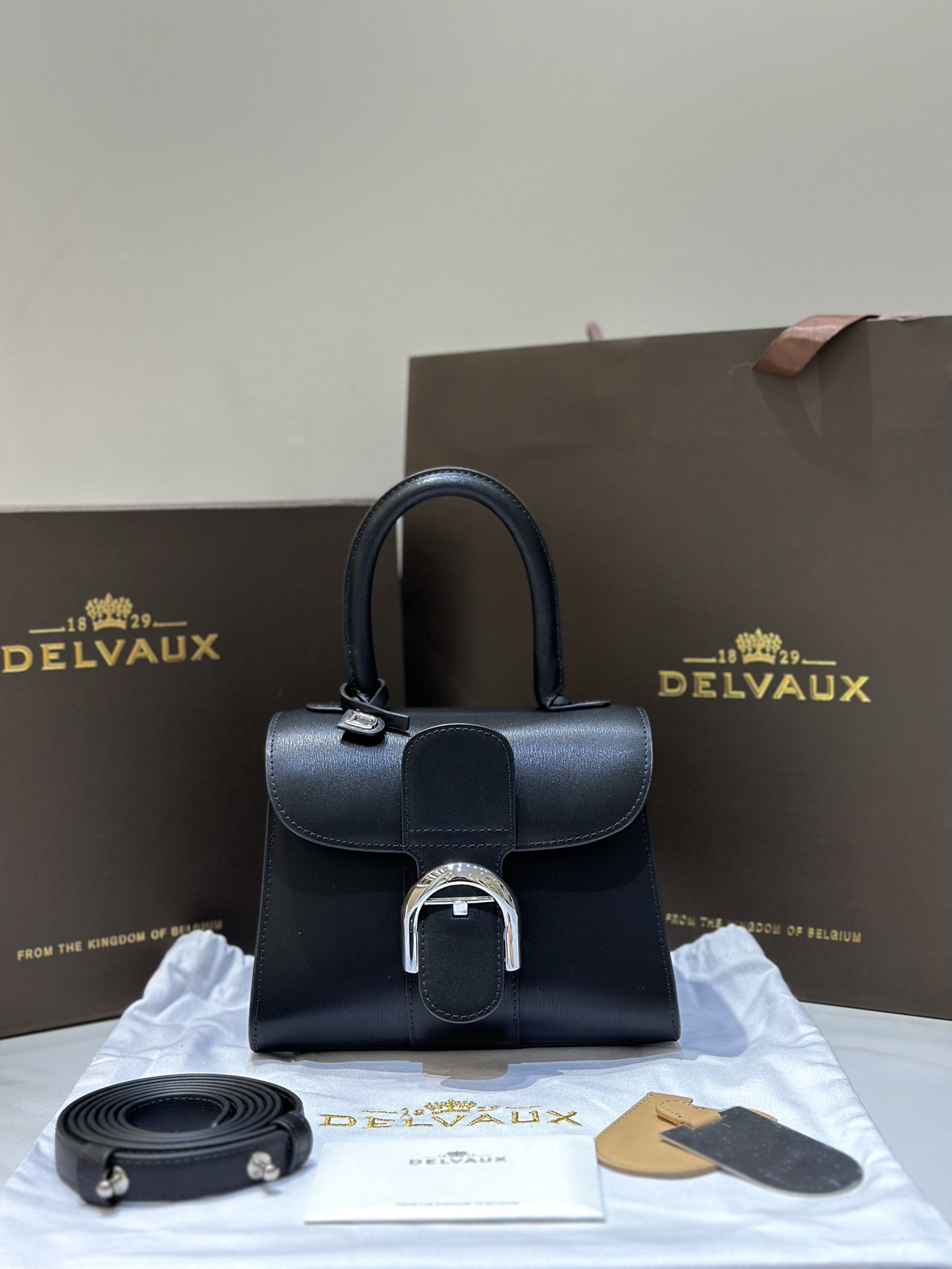NIGO Delvaux Women Black Calfskin Shoulder Slanting Handbag Bag Bags #nigo73559