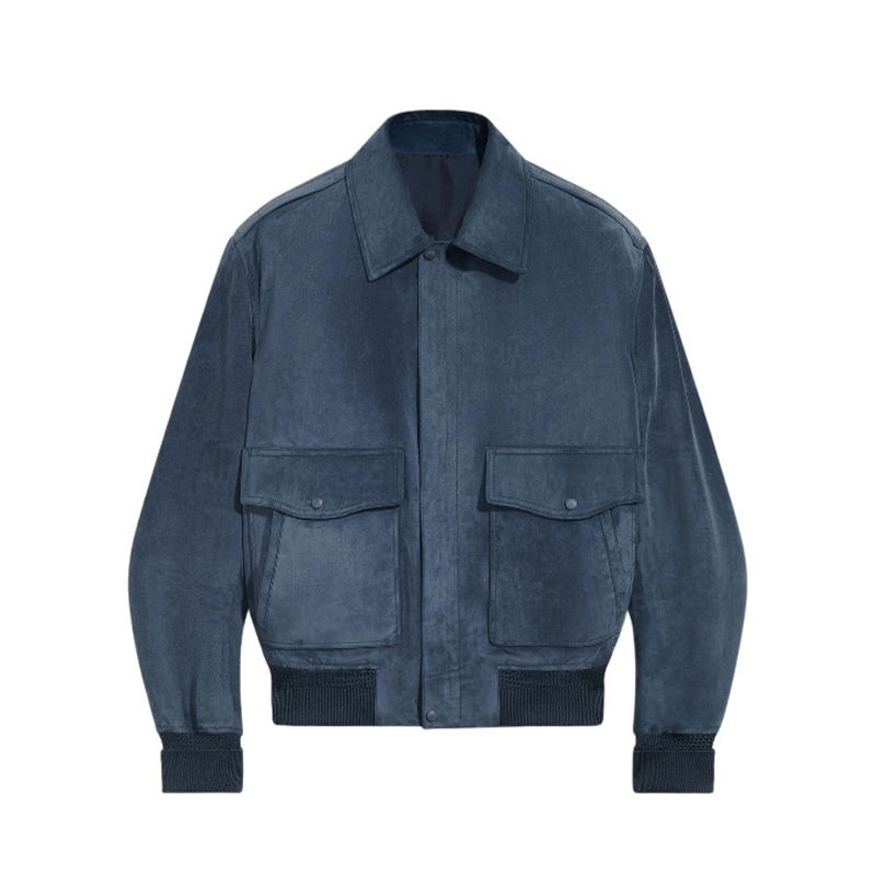 NIGO Berluti Men's Spring, Autumn And Winter Two-Way Zipper Solid Color Lapel Fit Long Sleeve Sheepskin Suede Aviator Jacket Ngvp #nigo9449