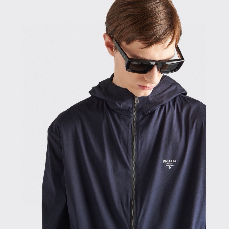 NIGO Prada Men's Spring and Autumn Solid Color Nylon Hooded Casual Zipper Long Sleeve Jacket #nigo73558