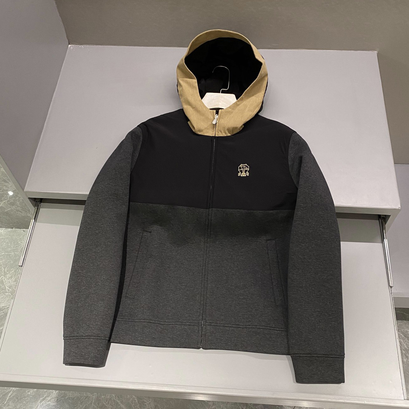 NIGO Brunello Cucinelli Men's Fall And Winter Color Collision Splicing Casual Hooded Zipper Jacket #nigo73556