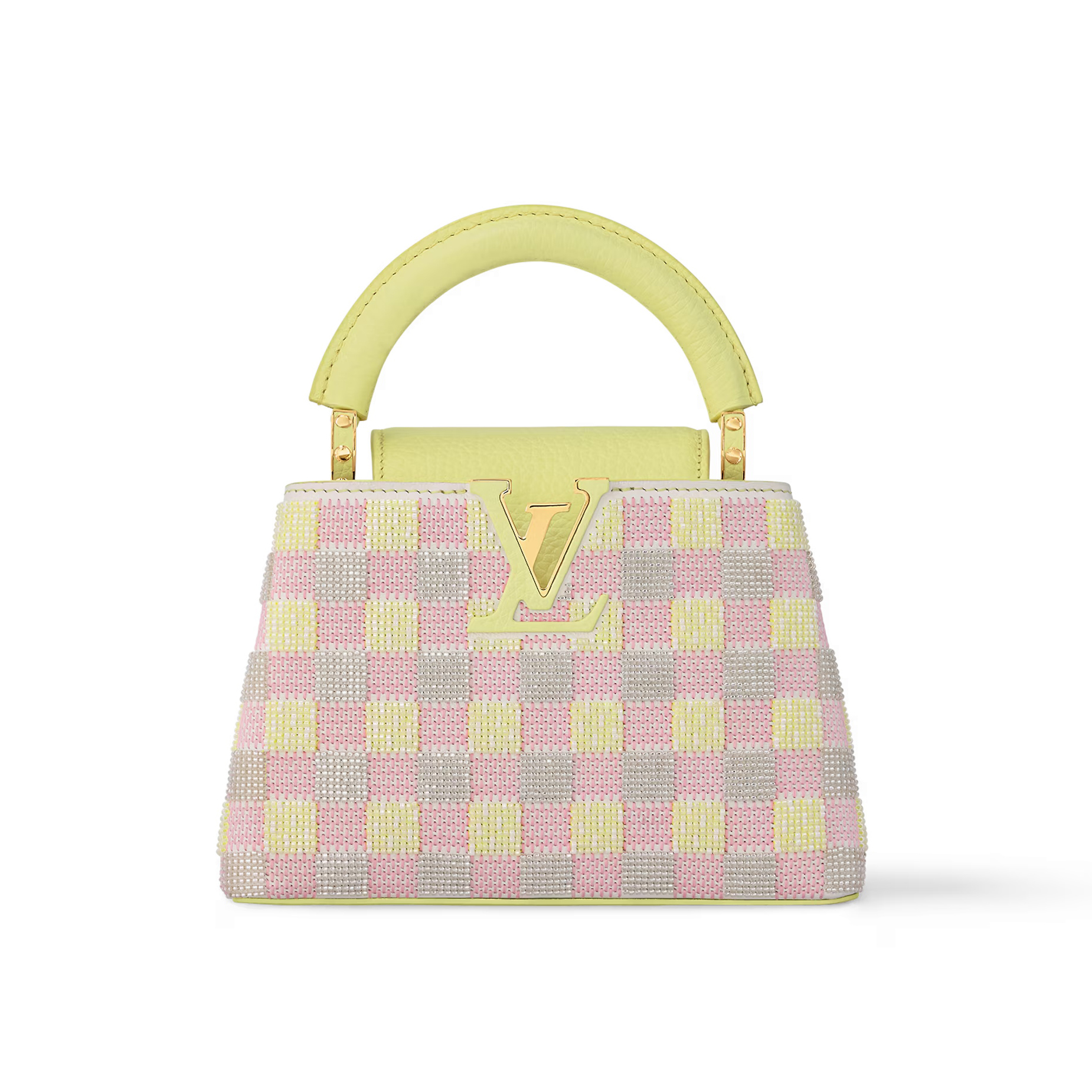 NIGO Louis Vuitton Capucines Women's Adjustable Removable Shoulder Strap Calfskin Leather Yellow Puzzle Pink Shoulder Crossbody Handbag Bag Bags #nigo73542