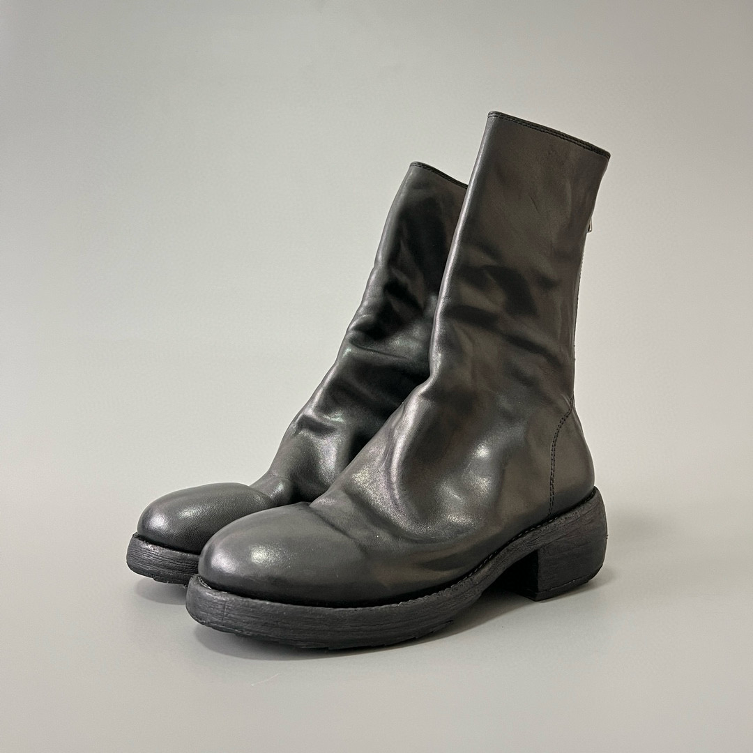 NIGO GUIDI Men's and Women's Black Washed Horsehide Vintage Thick Sole Mid Calf Boots Shoes #nigo73577