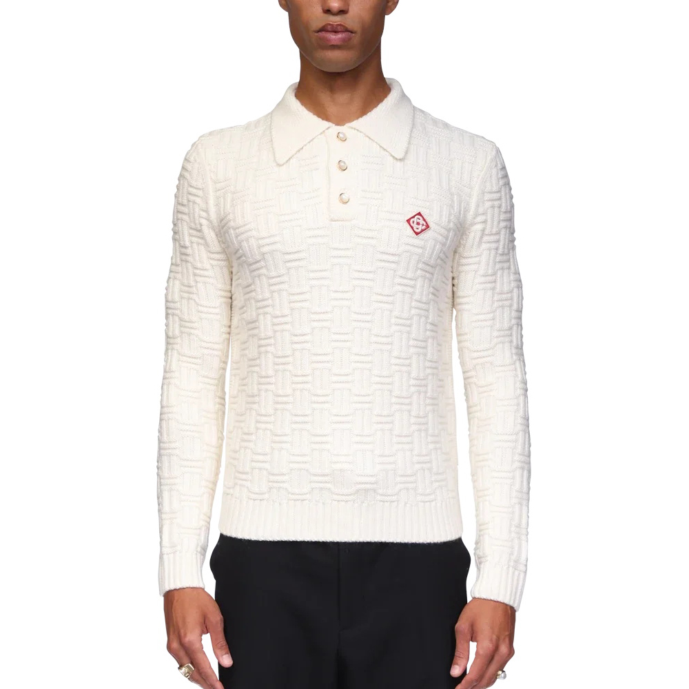 NIGO Casablanca Men's Spring Spring Autumn Beige Cozy Pullover Wool Polo Neck Knit Long Sleeve Sweater #nigo73574