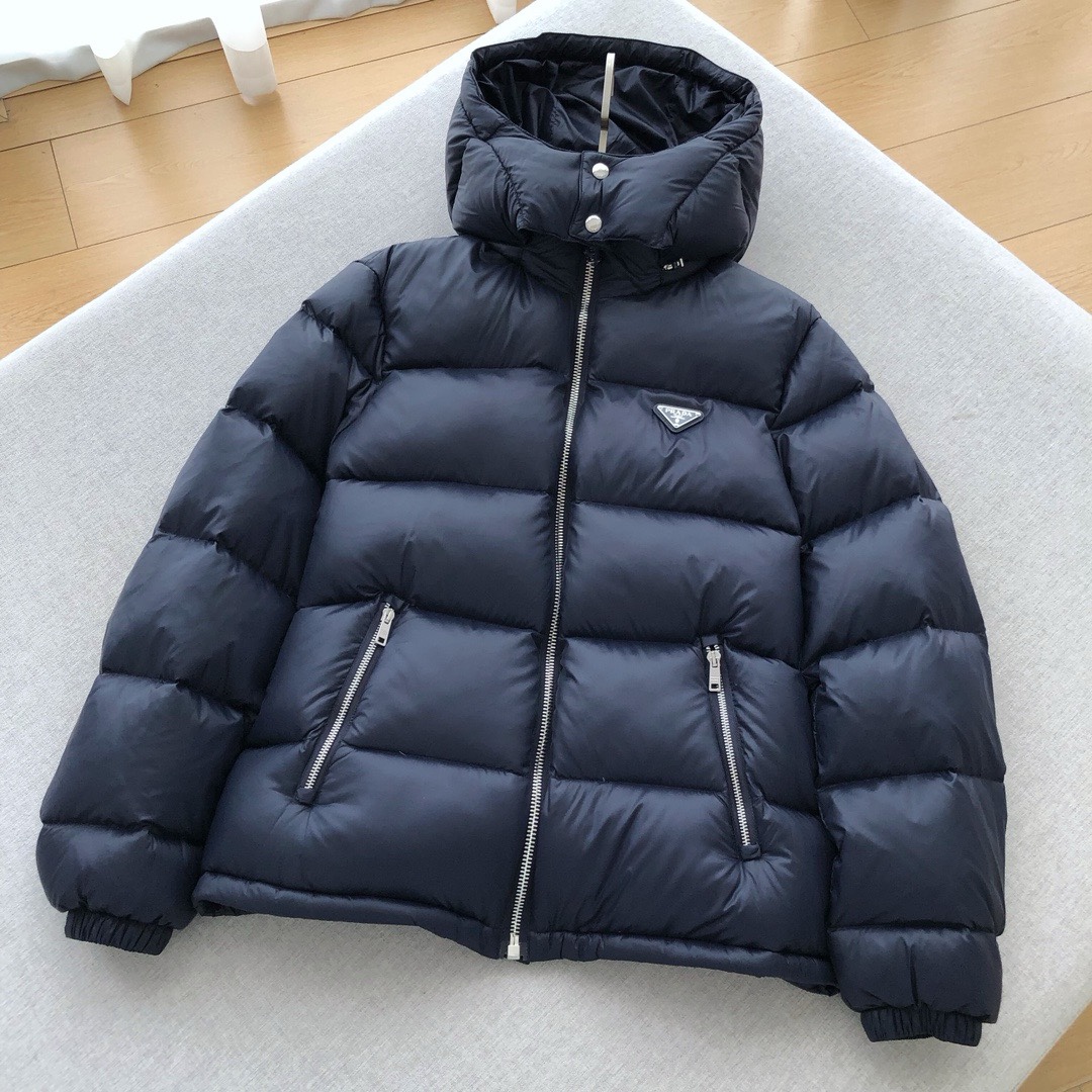 NIGO Prada Men's Winter Black High Collar Hooded Zipper Long Sleeve Puffer Down Jacket #nigo73569