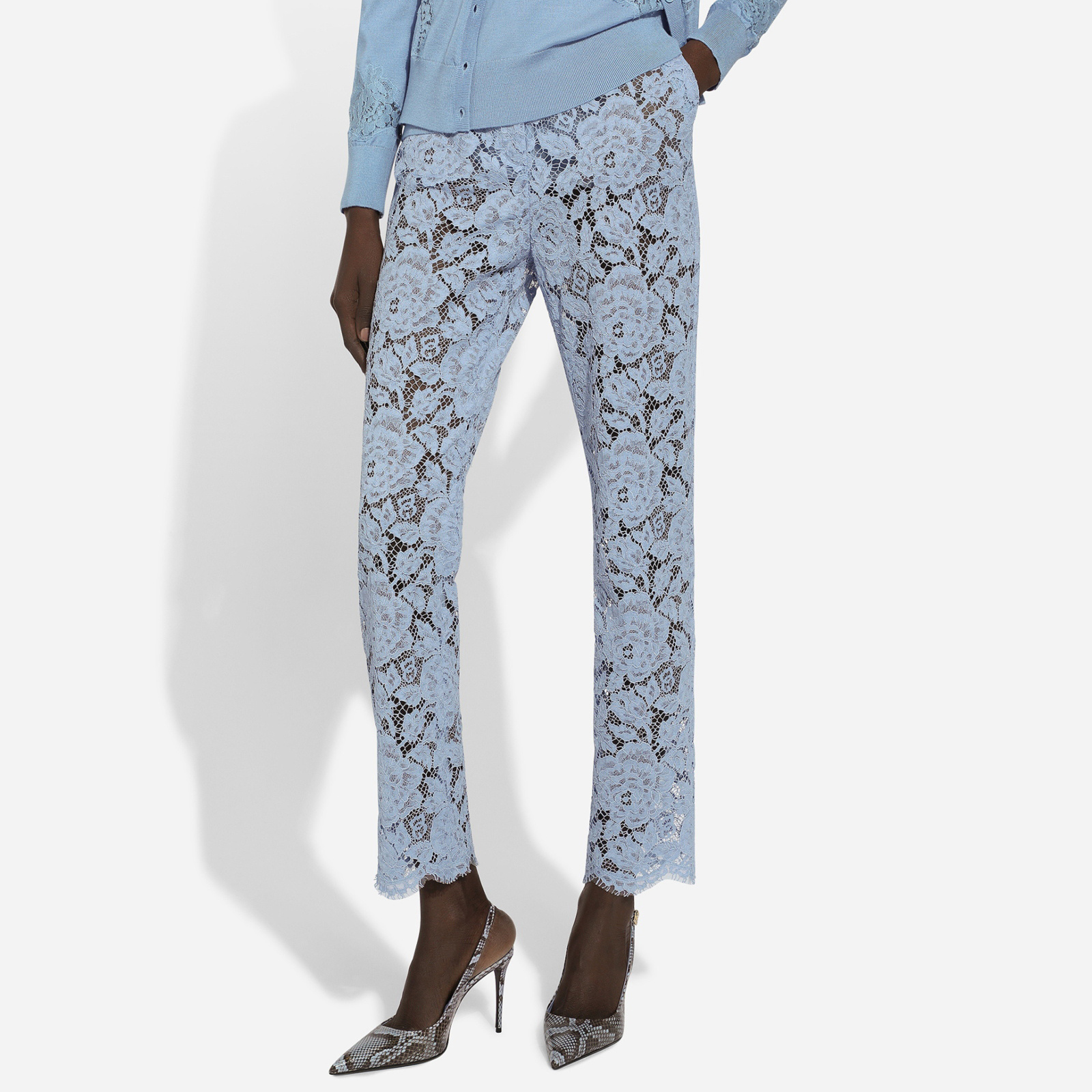 NIGO Dolce&Gabbana Women's Summer Blue Lace Hollow Out Breathable Pants #nigo73564