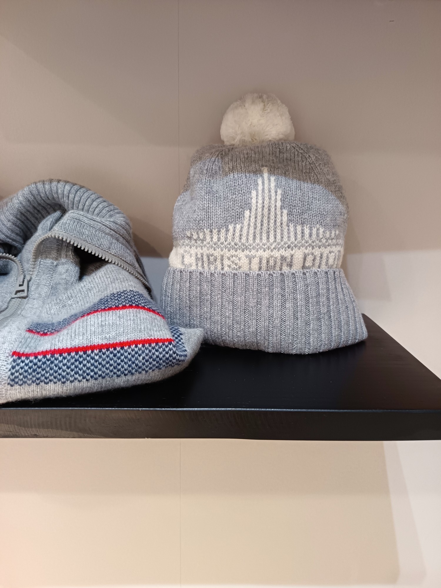 NIGO Dior Women's Gray Monogrammed Fleece Knit Cap Hat #nigo73576