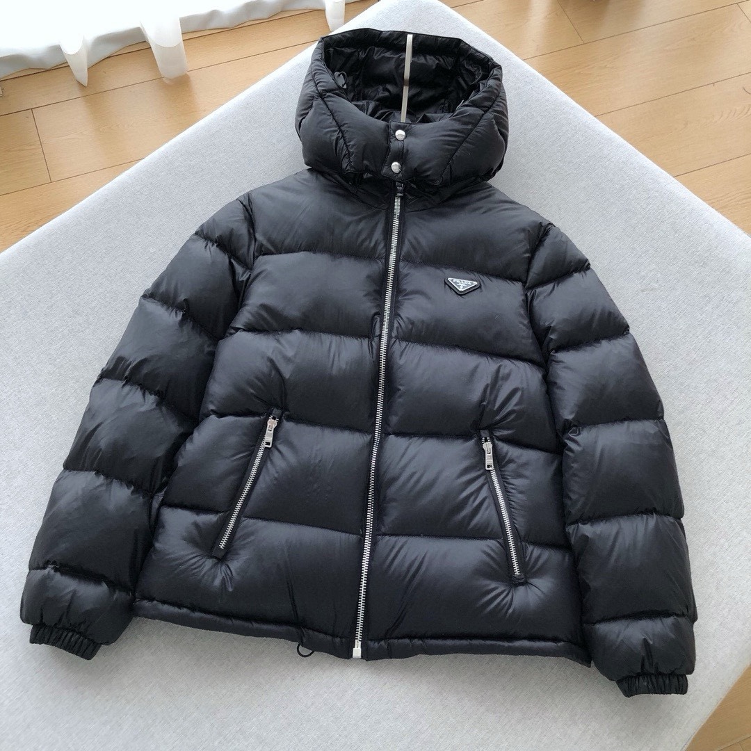 NIGO Prada Men's Winter Black High Collar Hooded Zipper Long Sleeve Puffer Down Jacket #nigo73569