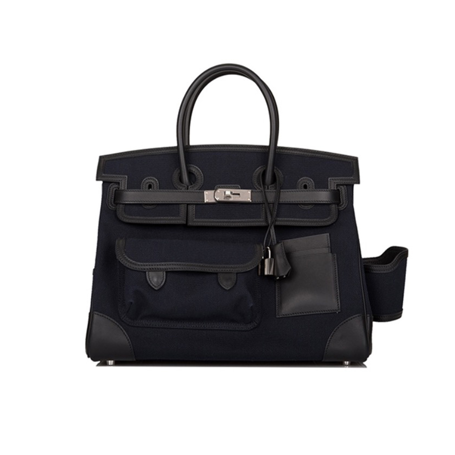 NIGO Hermes Women's Birkin Vintage Color Spelling Silver Buckle Platinum Bag Fashion Canvas Bags Spelling Swift Cowhide Handbag H079238CKAA Ngvp #nigo9454