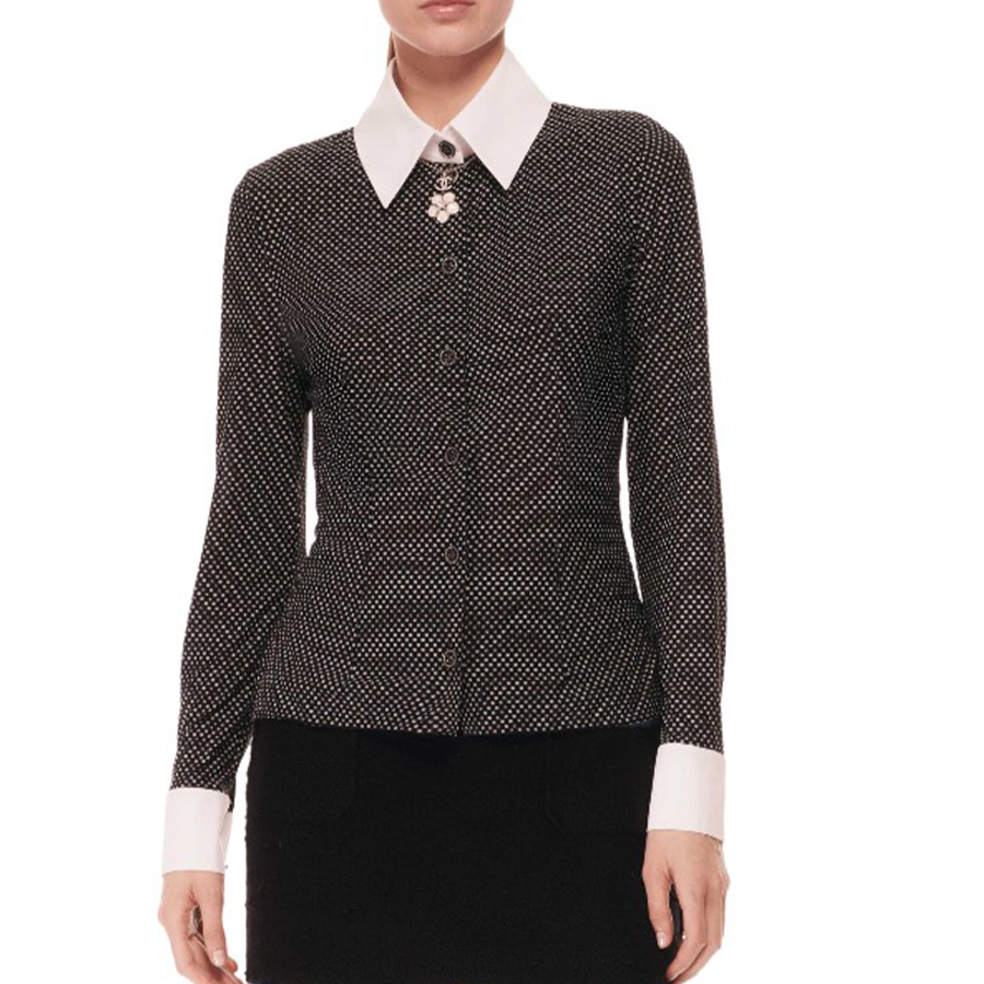 NIGO Chanel Women's Spring And Fall Logo Full Print Single-Breasted Long-Sleeved Lapel Fitted Shirt Ngvp #nigo9461