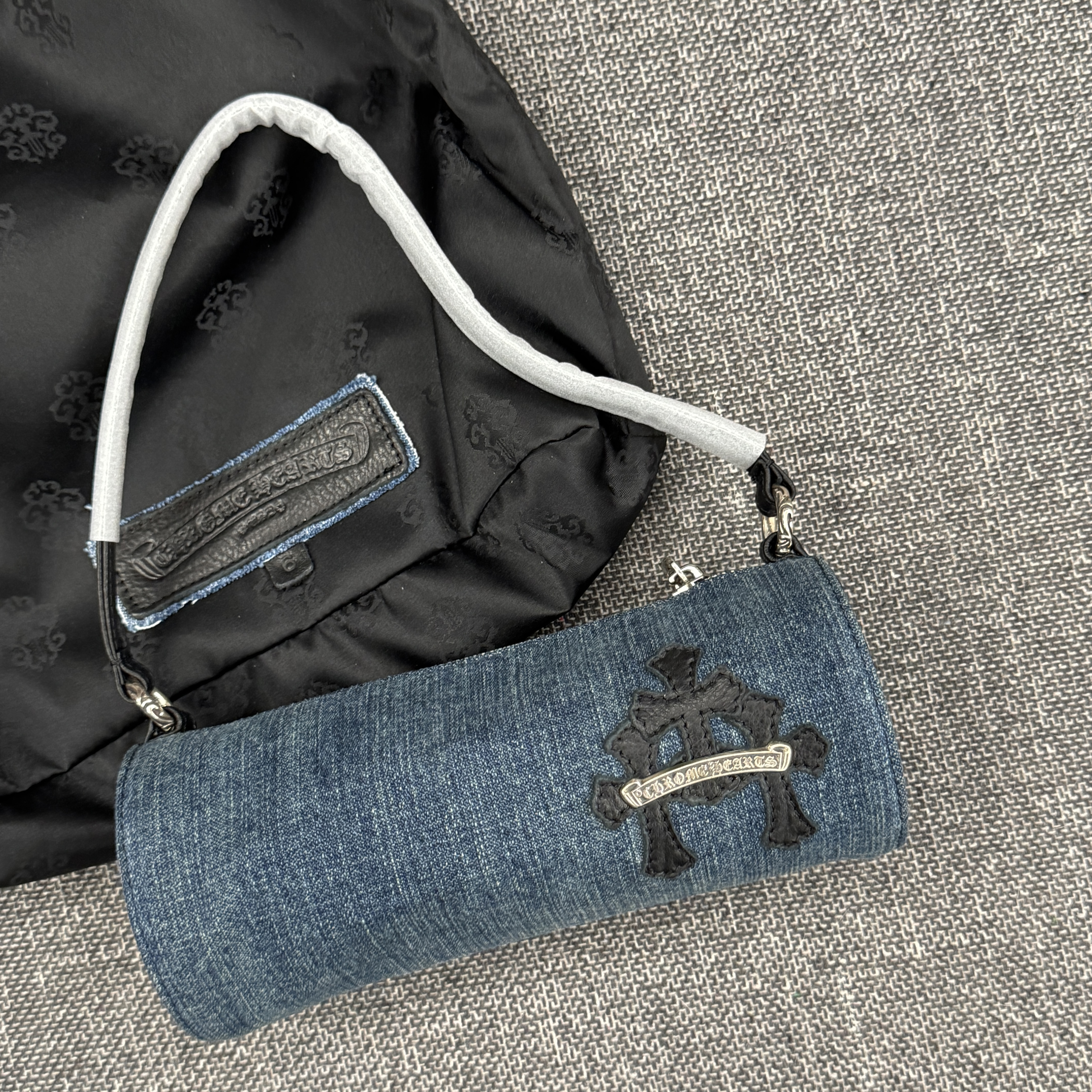 NIGO Chrome Hearts Women's 925 Silver Genuine Leather Tag Round Cowboy Underarm Bag Tote Shoulder Bags #nigo73263