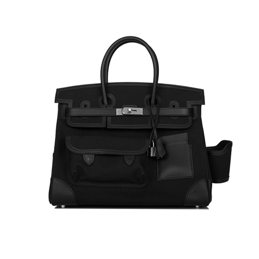 NIGO Hermes Women's Birkin Vintage Color Spelling Silver Buckle Platinum Bag Fashion Canvas Bags Spelling Swift Cowhide Handbag H079238CKAA Ngvp #nigo9454