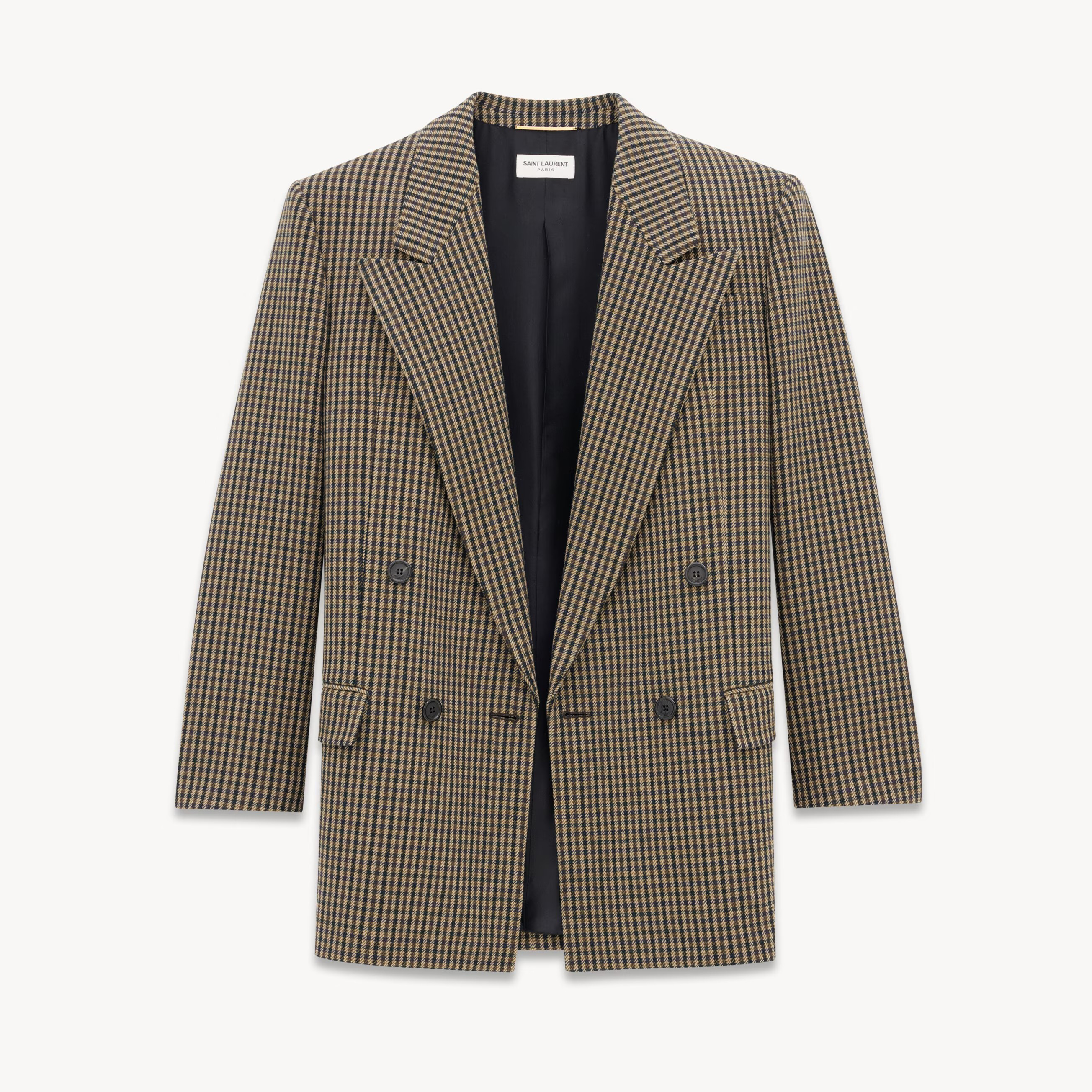 NIGO SAINT LAURENT Women's Solid Color Vintage Vichy Wool Double Breasted Long Sleeve Blazer Jacket Casual Half Skirt Ngvp #nigo9458