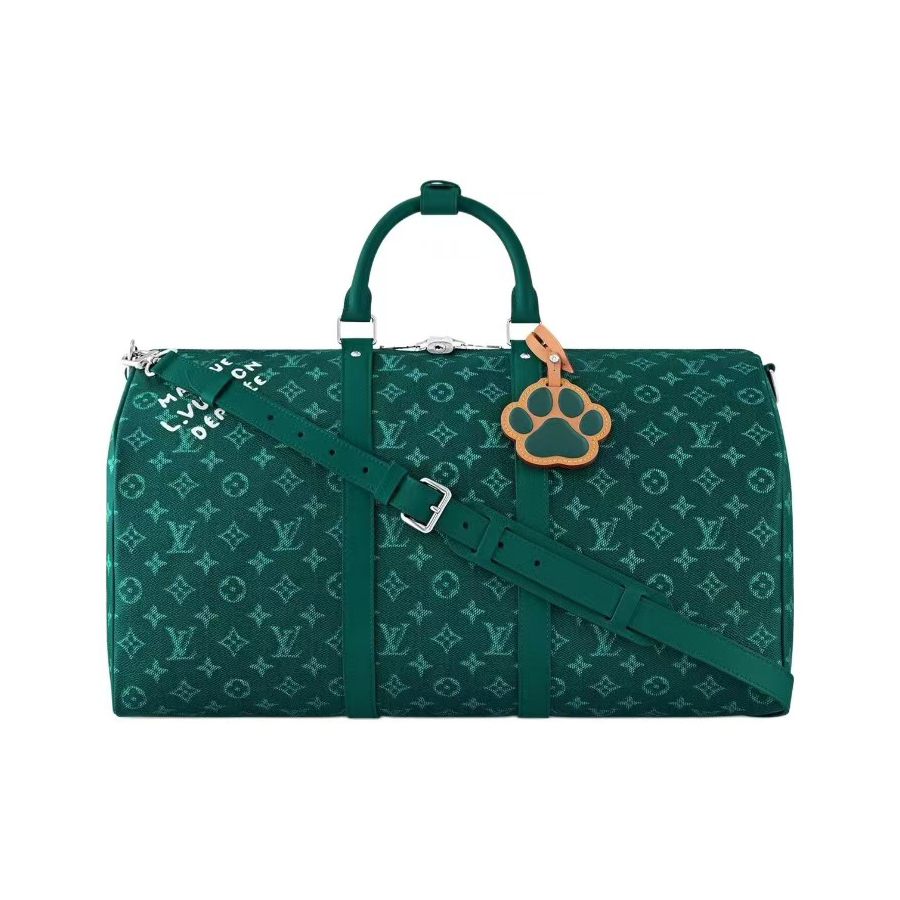 NIGO Louis Vuitton Keepall Bandoulière 50 Women's Detachable Adjustable Shoulder Strap Zipper Closure Canvas with Leather Shoulder Slanting Tote Travel Bag Bags #nigo73592