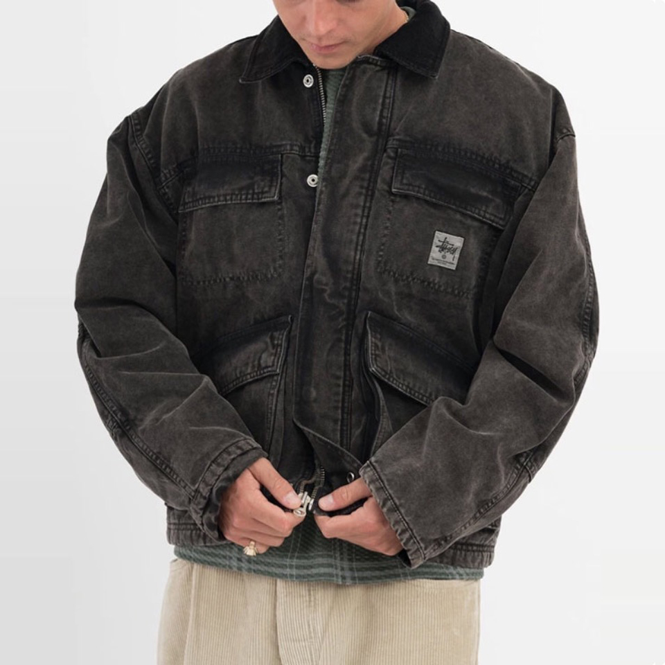 NIGO Stussy Men's Autumn and Winter Solid Color Pocket Zipper Warm Workwear Long Sleeve Jacket #nigo73616