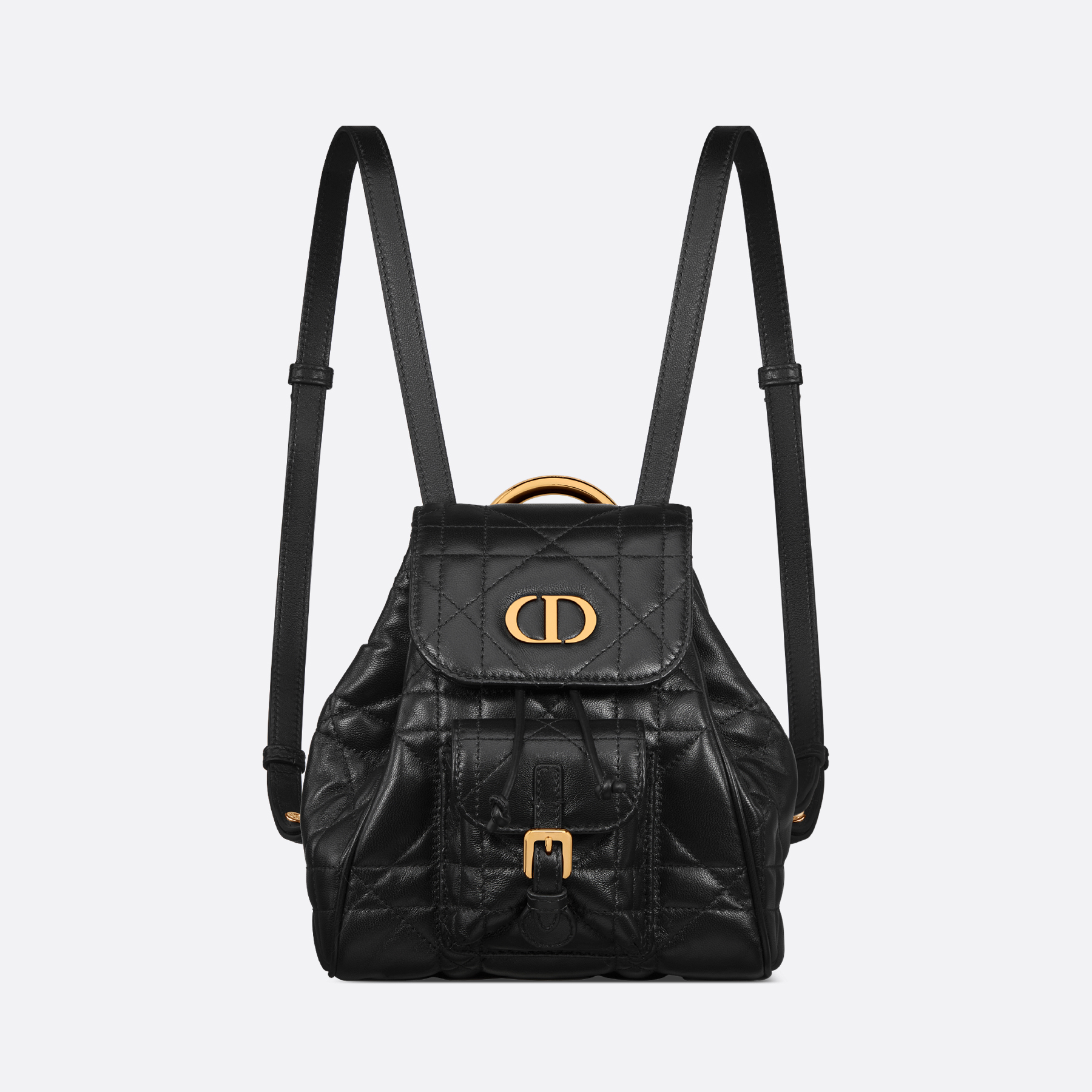 NIGO Dior CARO Women's Black Adjustable Leather Shoulder Strap Flap Drawstring Closure Shoulder Bag Bags #nigo73617