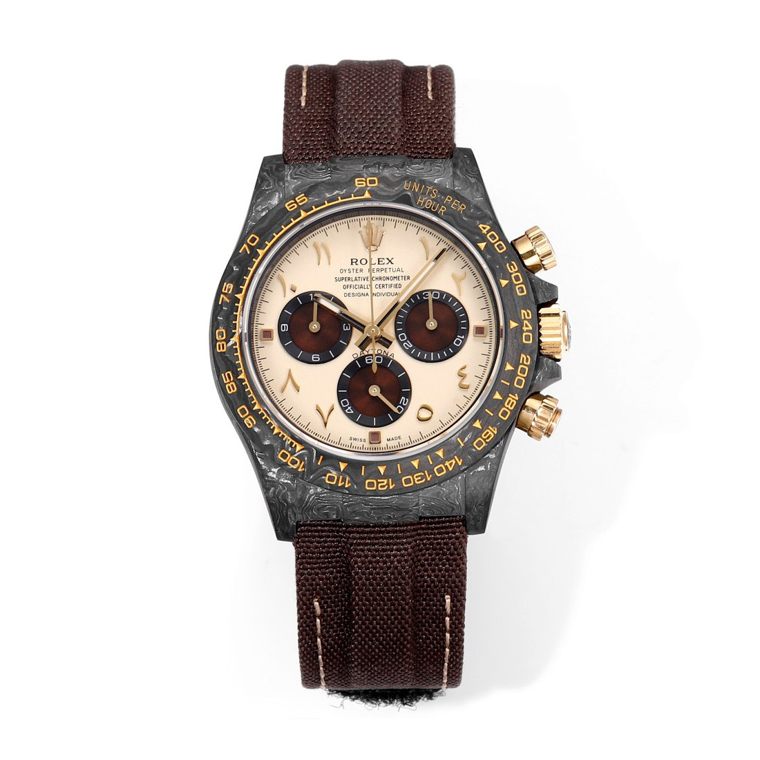 NIGO Rolex Men's Cosmo Chrono Daytona Mechanical Watch with Carbon Fiber Patterned Luminous Case #nigo73619