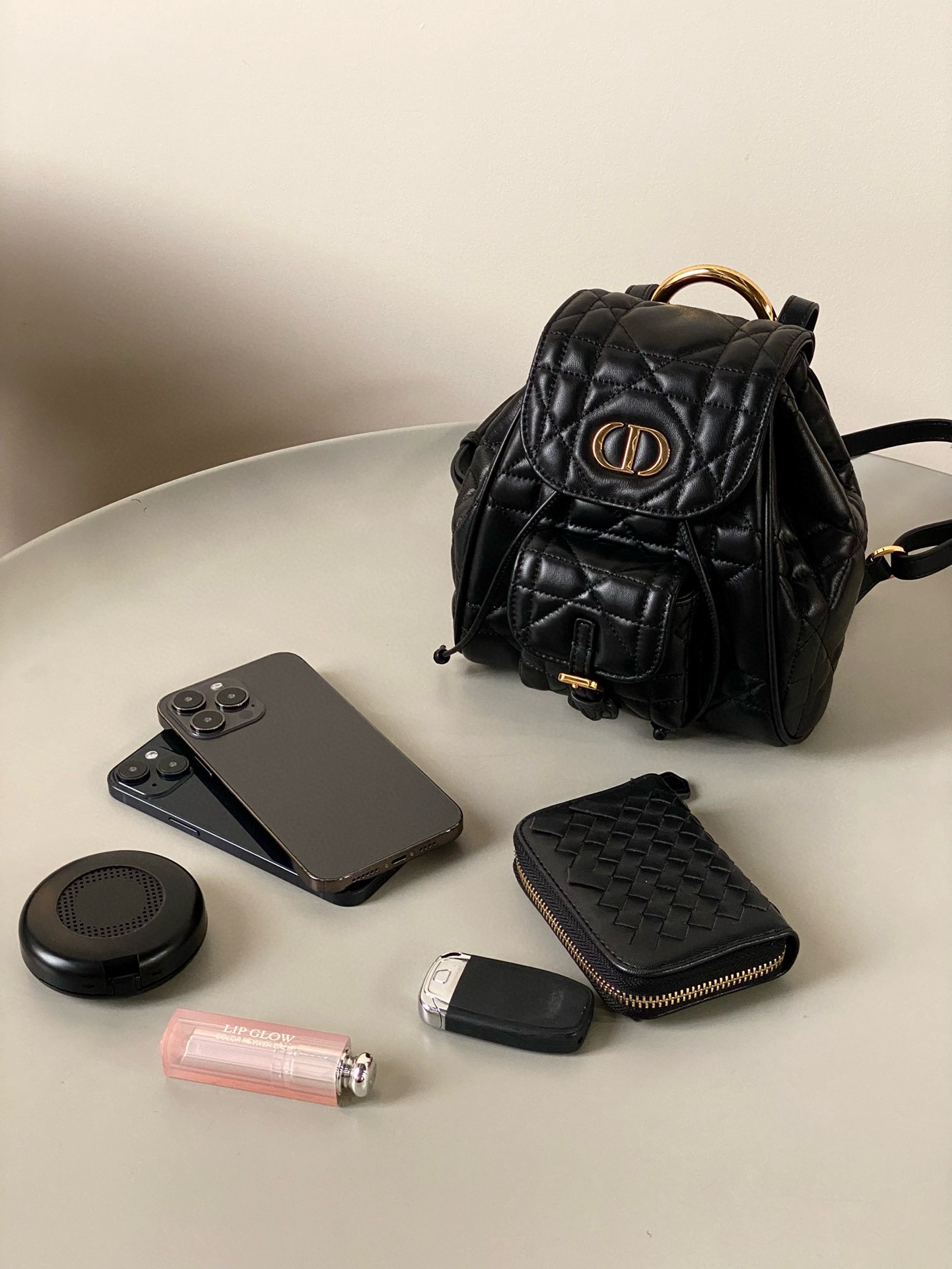 NIGO Dior CARO Women's Black Adjustable Leather Shoulder Strap Flap Drawstring Closure Shoulder Bag Bags #nigo73617