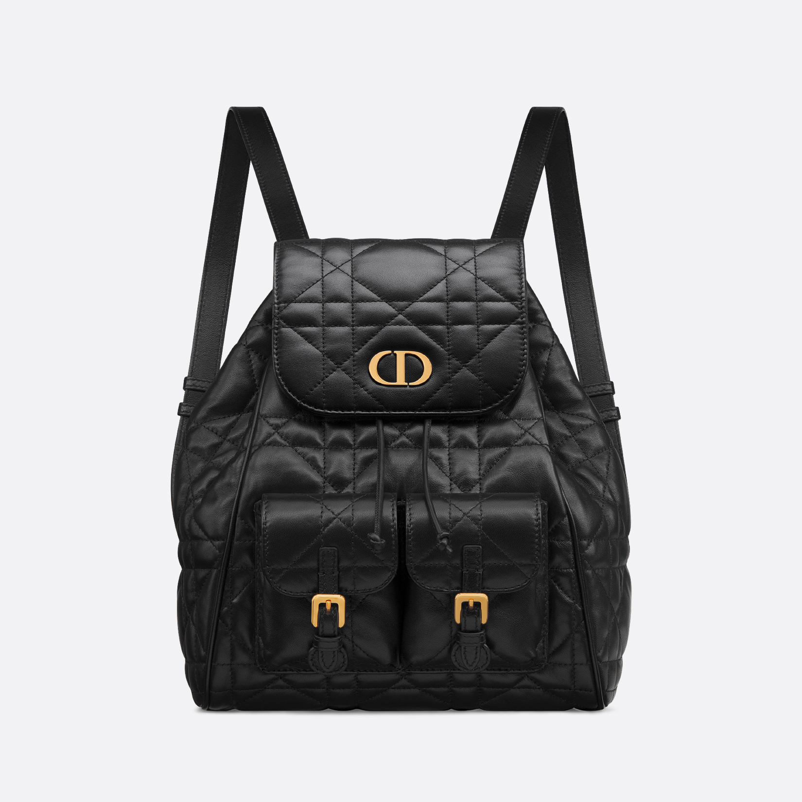 NIGO Dior CARO Women's Black Adjustable Leather Shoulder Strap Flap Drawstring Closure Shoulder Bag Bags #nigo73618