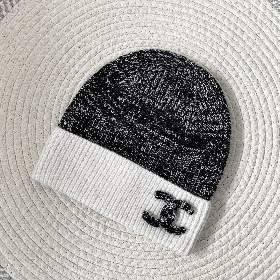 NIGO Chanel Women's Autumn and Winter Colorblocking Cashmere Pompom Hat Cap #nigo73632