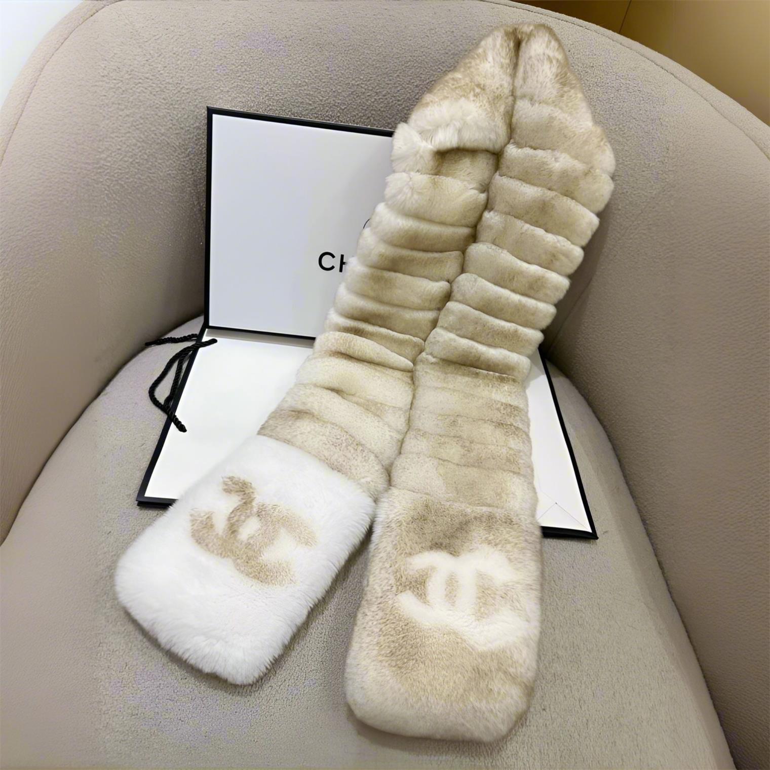 NIGO Chanel Women's Autumn and Winter Color Blocking Reversible Plush Scarf #nigo73637