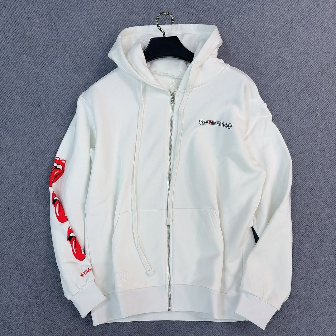 NIGO Chrome Hearts Men's Spring and Fall Solid Color Logo Printed Zipper Long Sleeve Hooded Jacket #nigo73629