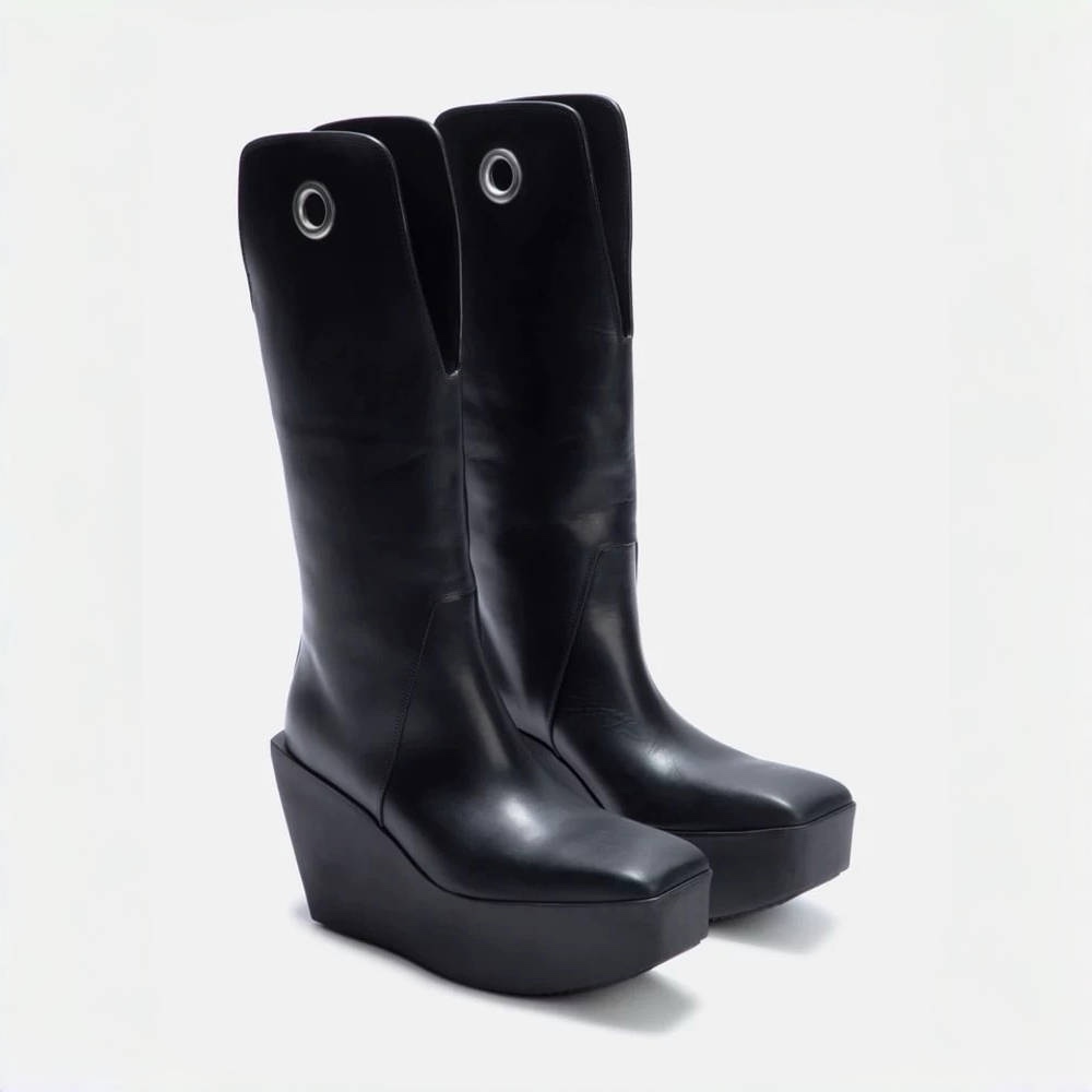 NIGO Rick Owens Men's Black Leather Fashion Trend Thigh High Boots Shoes #nigo73623