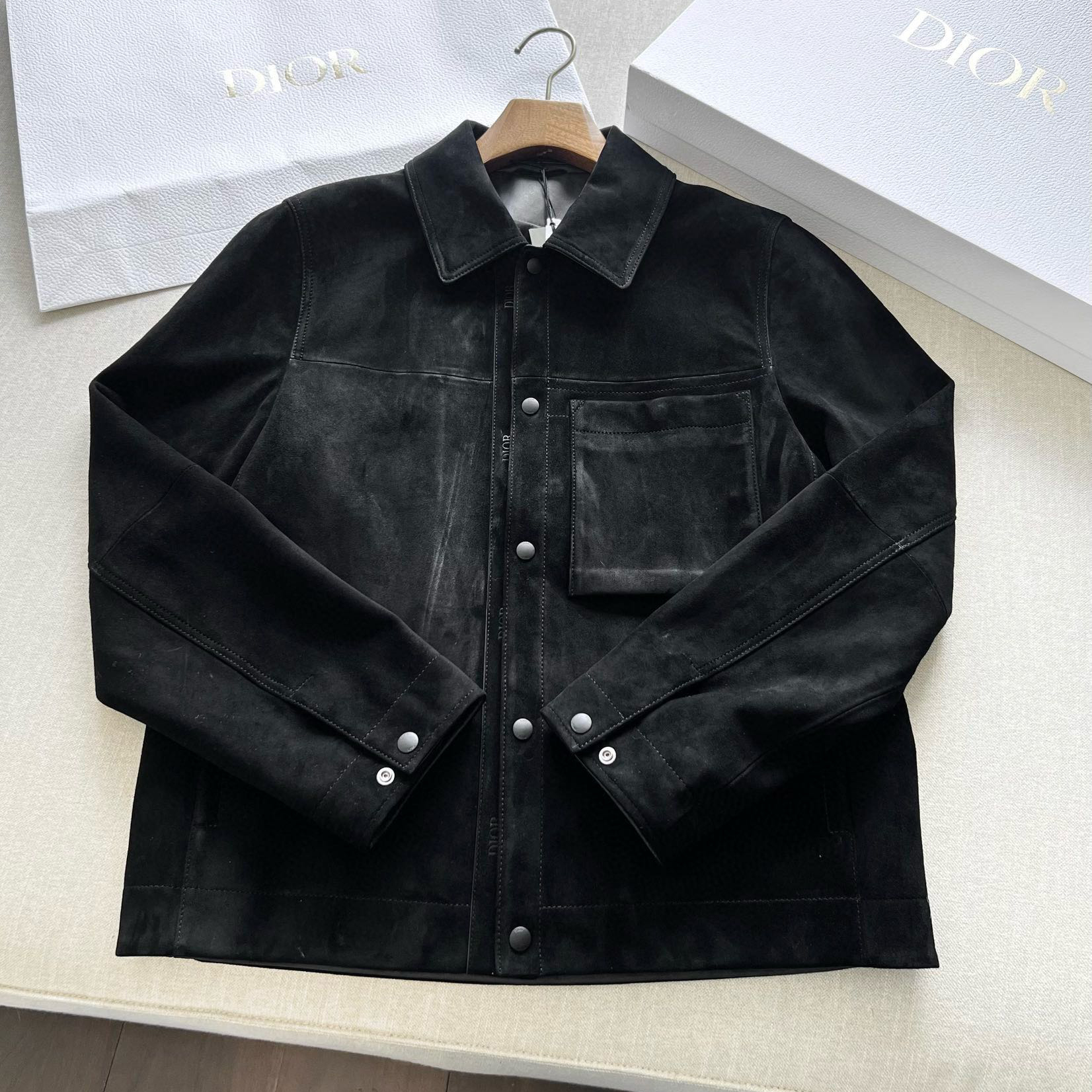 NIGO Dior Men's Fall And Winter Black Sheepskin Suede Single Breasted Long Sleeved Jacket #nigo73646