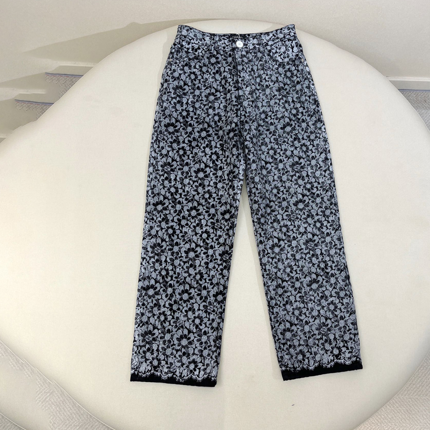 NIGO Chanel Women's Spring And Autumn Logo Floral Print Vintage Casual Fit Solid Color Denim Straight Leg Pants #nigo71678