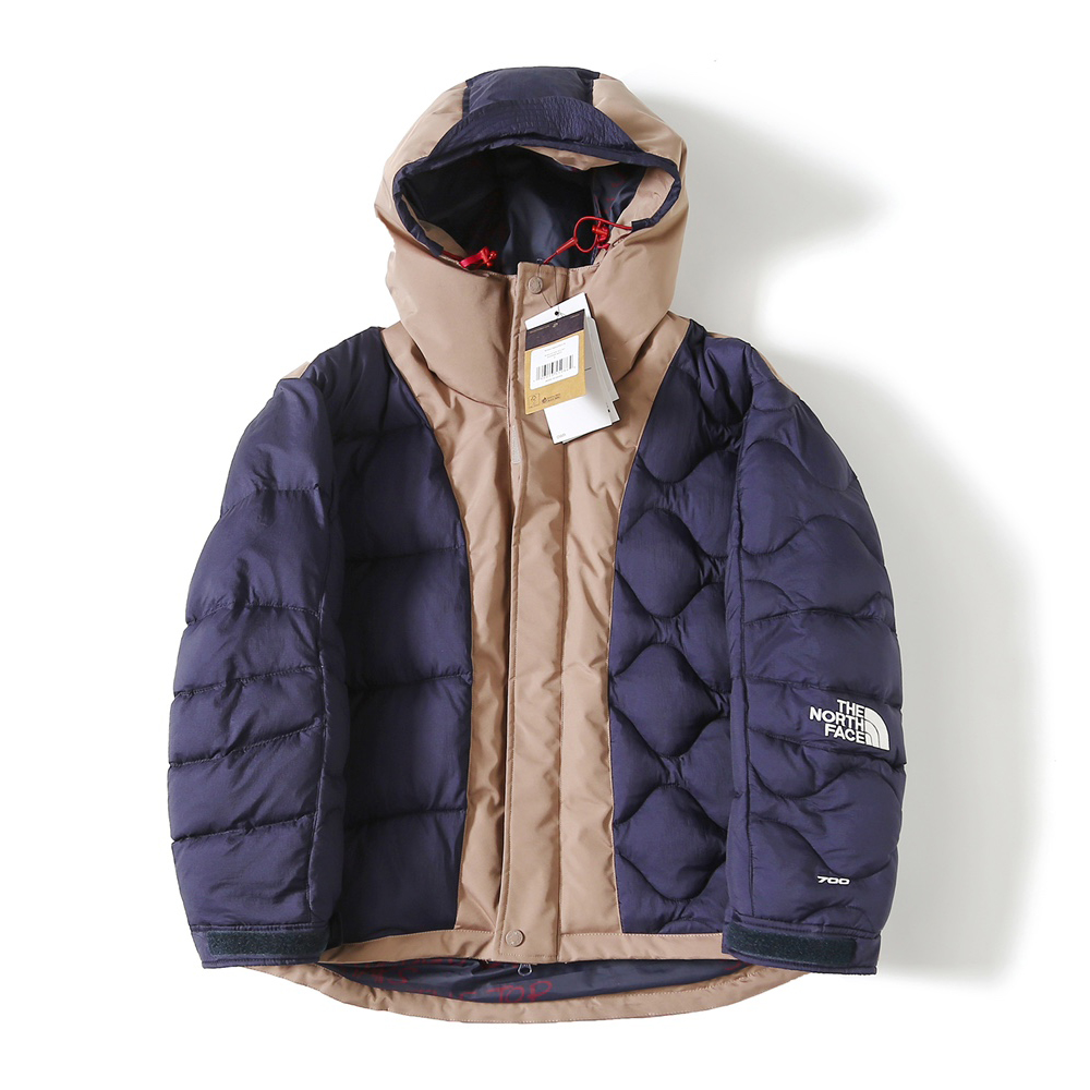 NIGO The North Face Men's Fall and Winter Colorblocking Logo Printed Zipper Hooded Puffer Down Coat Jacket #nigo73641