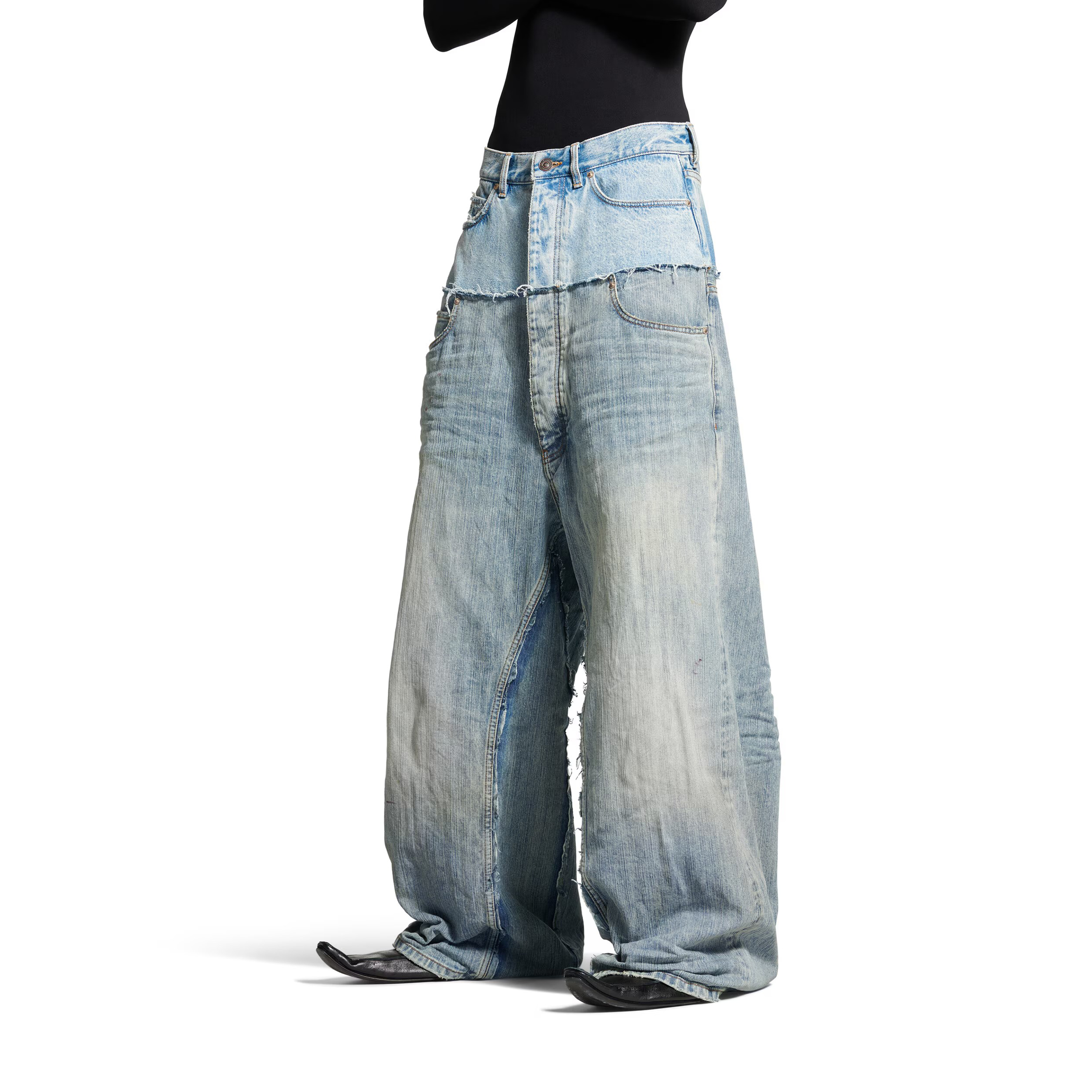 NIGO Balenciaga Men's Women's Old Spliced Pocket Cotton Casual Blue Baggy Straight Jean Pants Ngvp #nigo9464