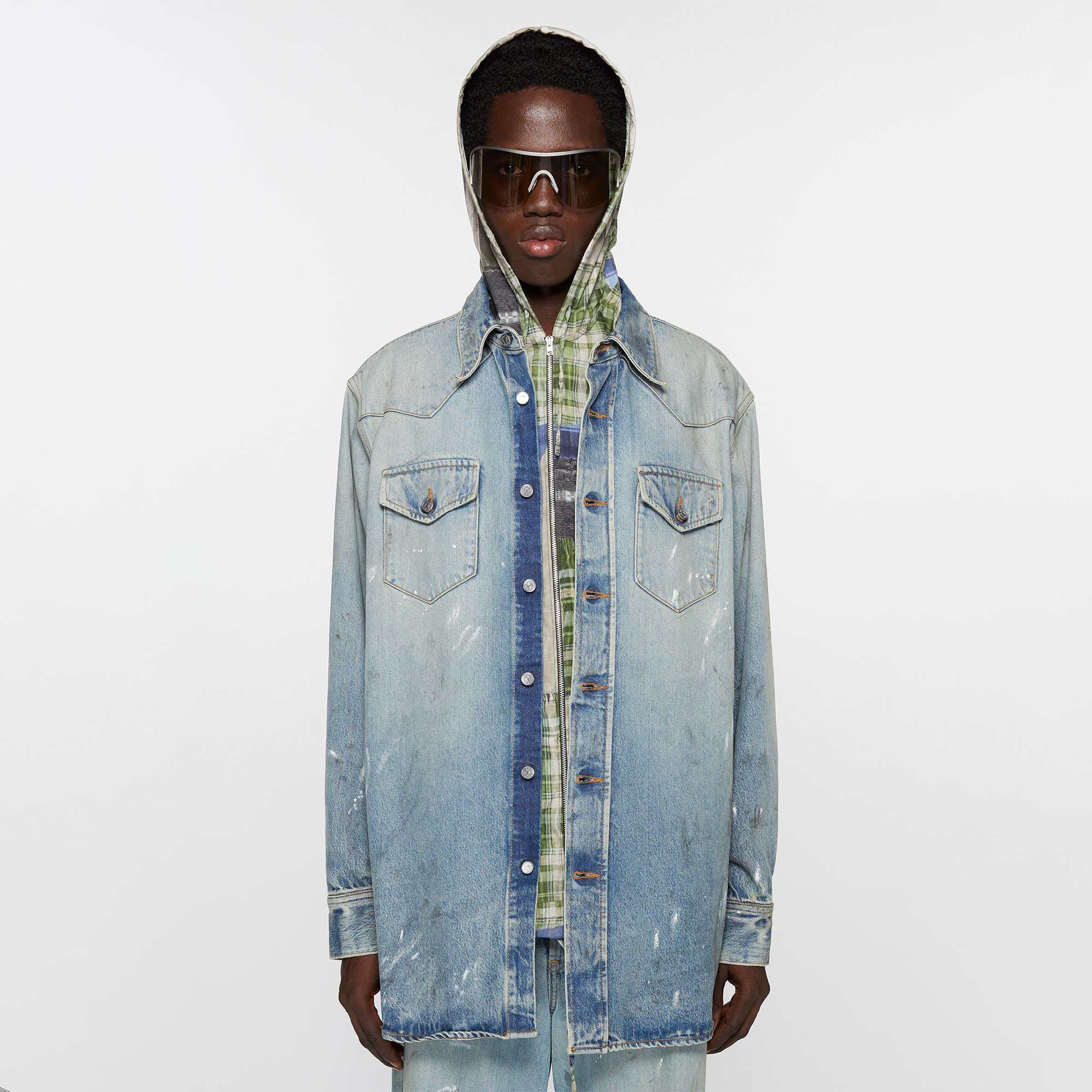 NIGO Acne Studios Men's Spring and Autumn Simple Lapel Loose Long Sleeve Solid Color Denim Shirt Ngvp #nigo9468