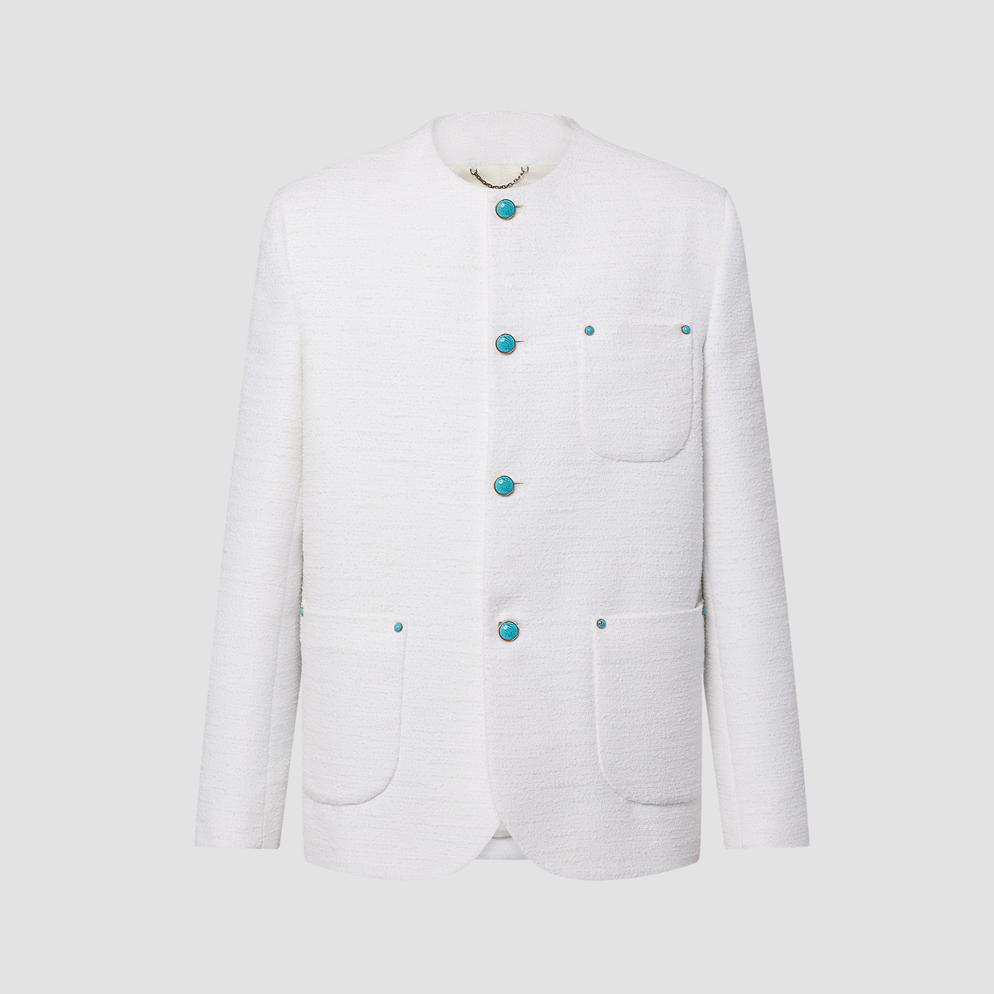 NIGO Louis Vuitton Men's Spring & Autumn Chic Collarless Baby Llama And Wool-Blend Collarless Single-breasted Solid Color Long Sleeve Jacket Ngvp #nigo9469