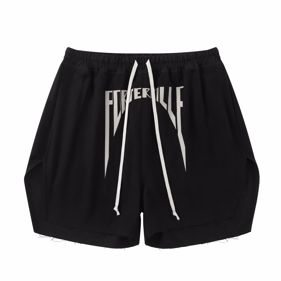 NIGO Rick Owens Men's Summer Logo Embroidery Black Washed Casual Cotton Loose Shorts Ngvp #nigo9466