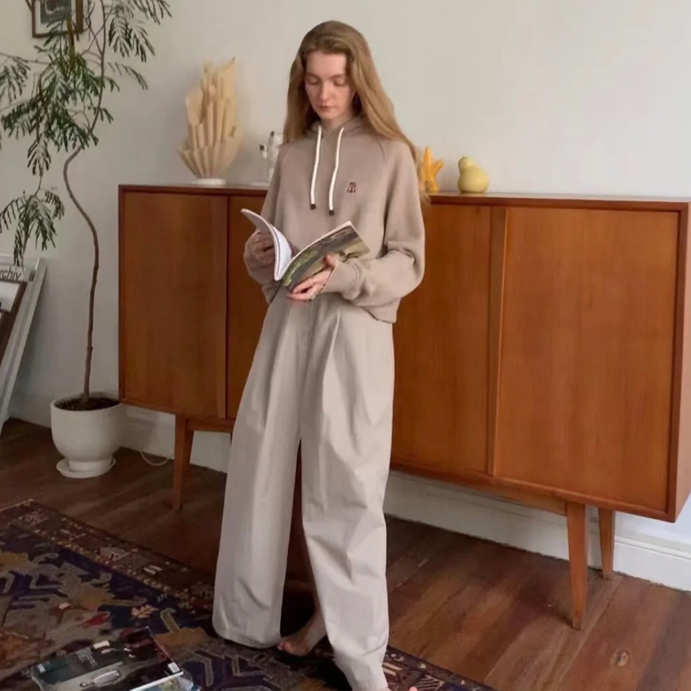 NIGO Brunello Cucinelli Women's Winter Solid Colours Embroidered Cashmere Loose Hooded Sweatshirt Knitted Drawstring Lounge Pants Two Piece Cashmere Set #nigo71686