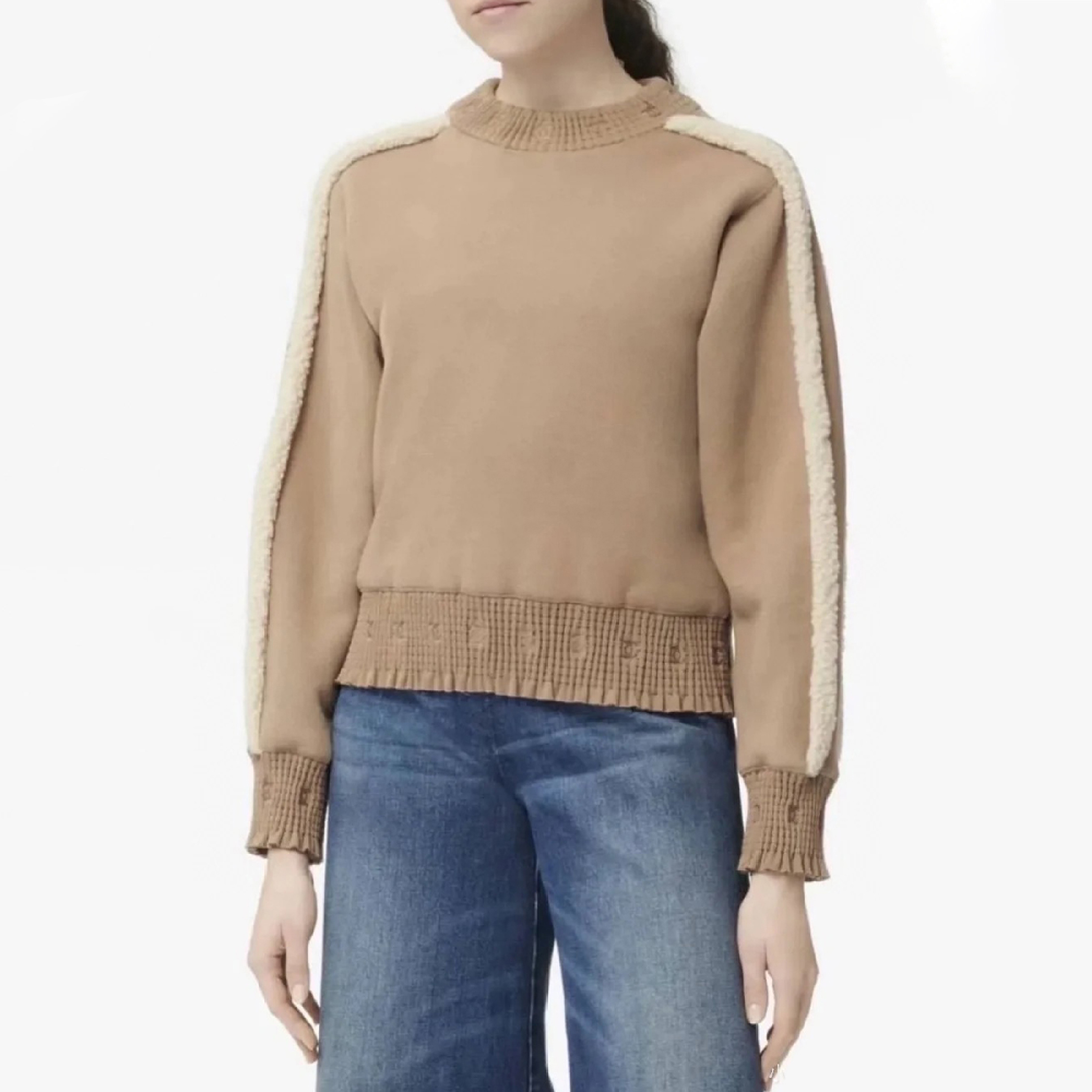 NIGO Chanel Women's Autumn And Winter Letters Double C Logo Brown Teddy Bear Sweatshirt Fashion Trend Casual Colour Blocking Round Neck Tops #nigo71684