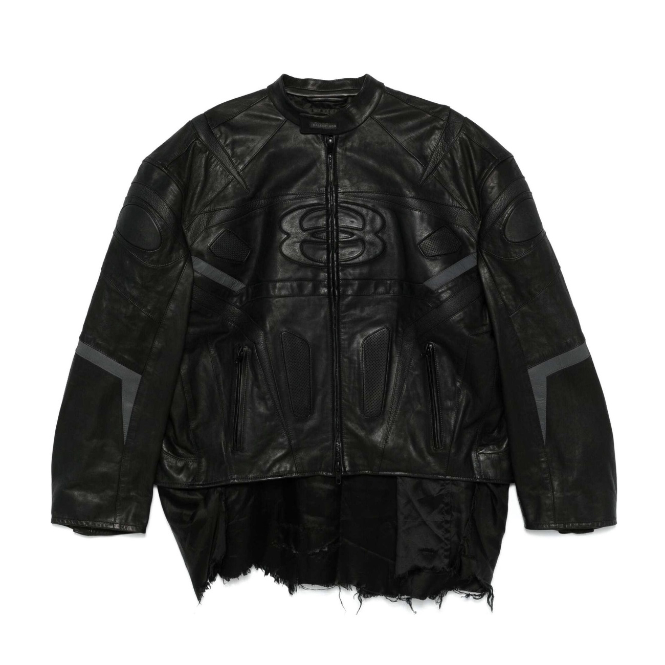 NIGO Balenciaga Men's Fall And Winter Black Round Neck Zipper Closure Regular Fit Long Sleeve Leather Jacket #nigo73673