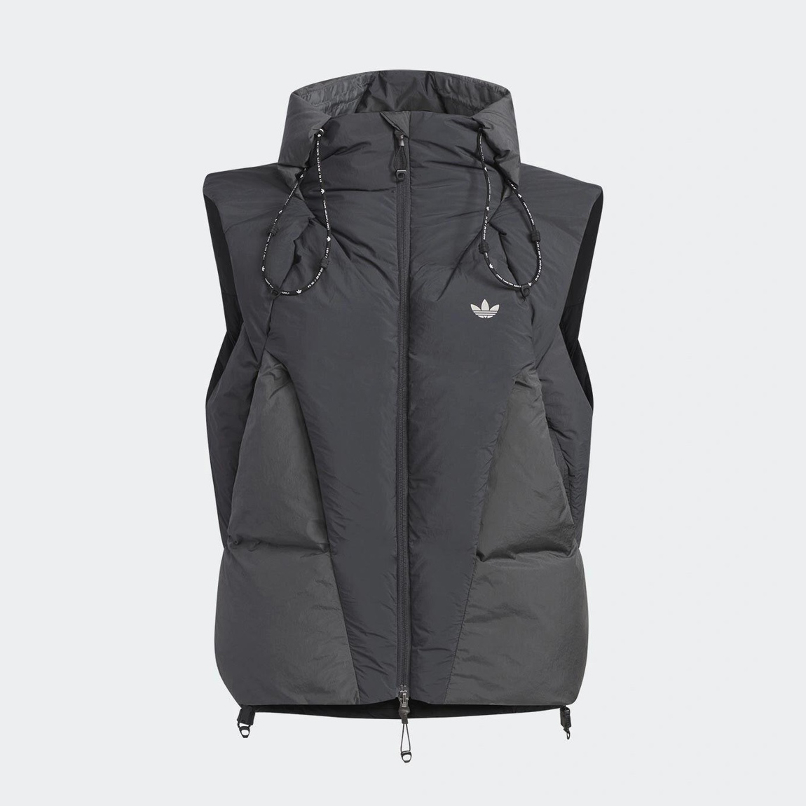 NIGO Adidas Men's and Women's Spring and Autumn Solid Color Quilted Logo Drawstring Zipper Down Vests Jacket #nigo73672