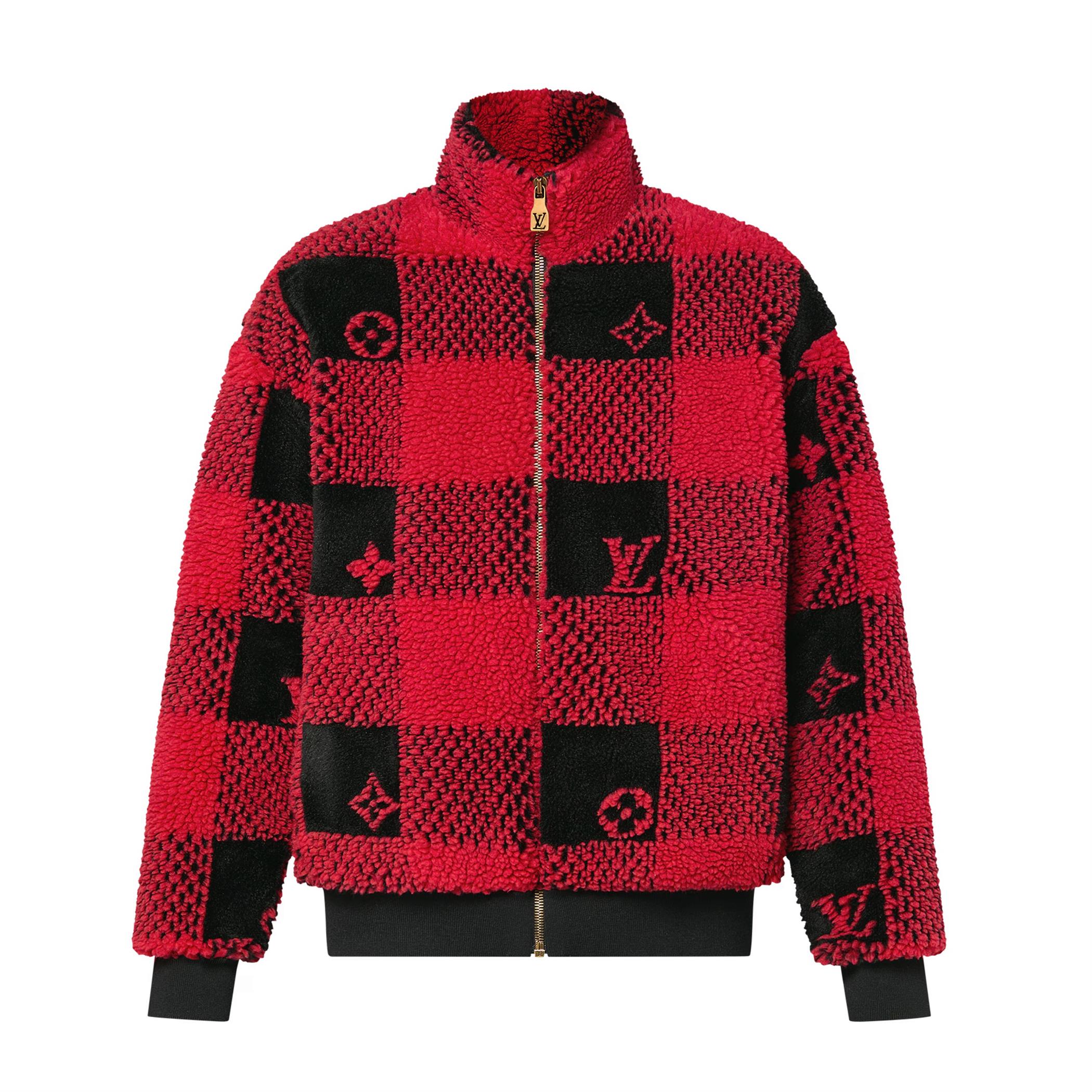 NIGO Louis Vuitton Men's Fall And Winter Red And Black Checkerboard Pattern Collar Zipper Long Sleeved Jacket #nigo73682