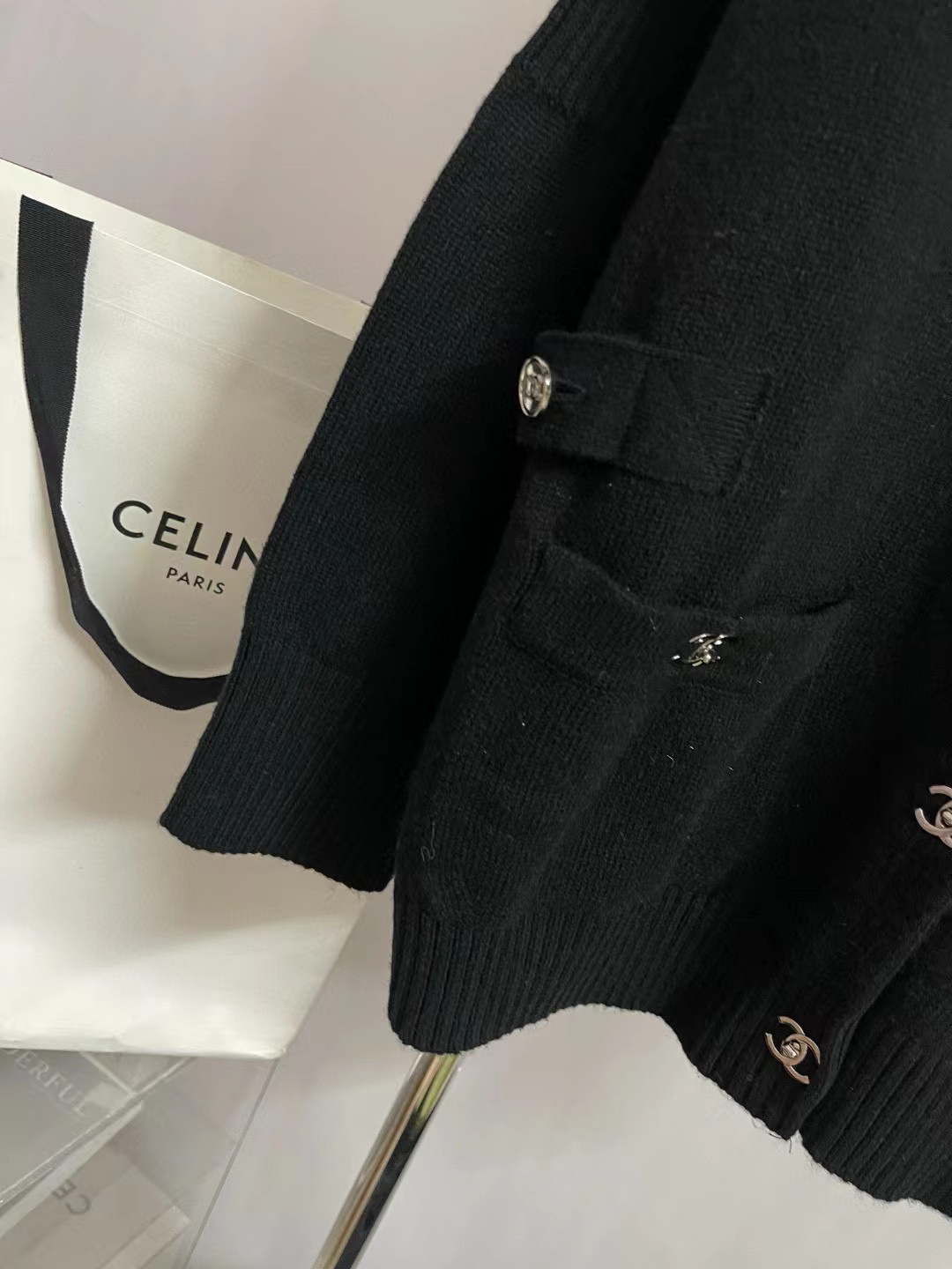 NIGO Chanel Women's Fall And Winter Black Single Breasted Round Neck Long-sleeved Knit Cardigan Jacket #nigo73677