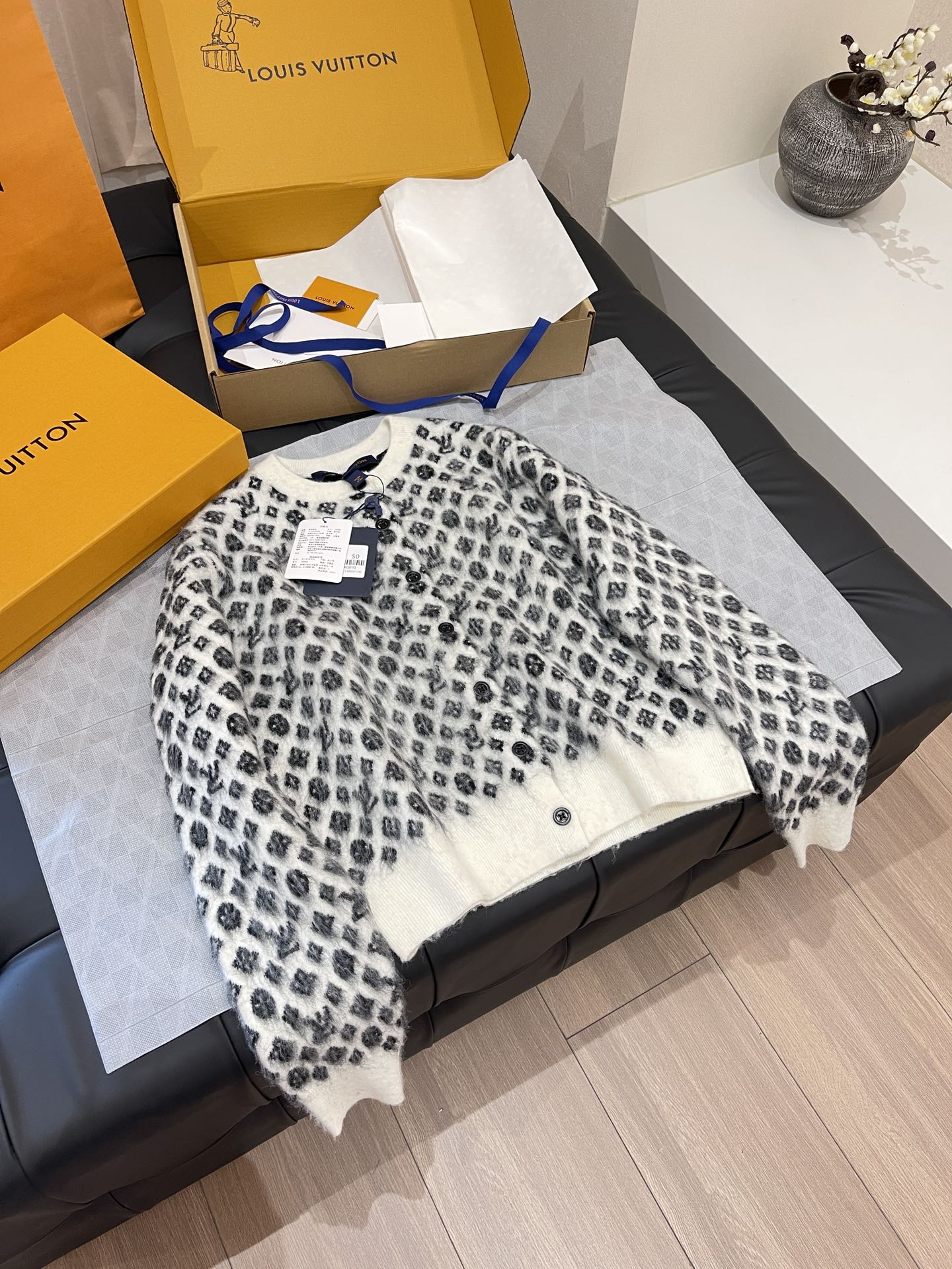 NIGO Louis Vuitton Women's Spring and Autumn Floral Button Hollow Ribbed Round Neck Single Breasted Long Sleeve Knit Sweater Jacket #nigo73668