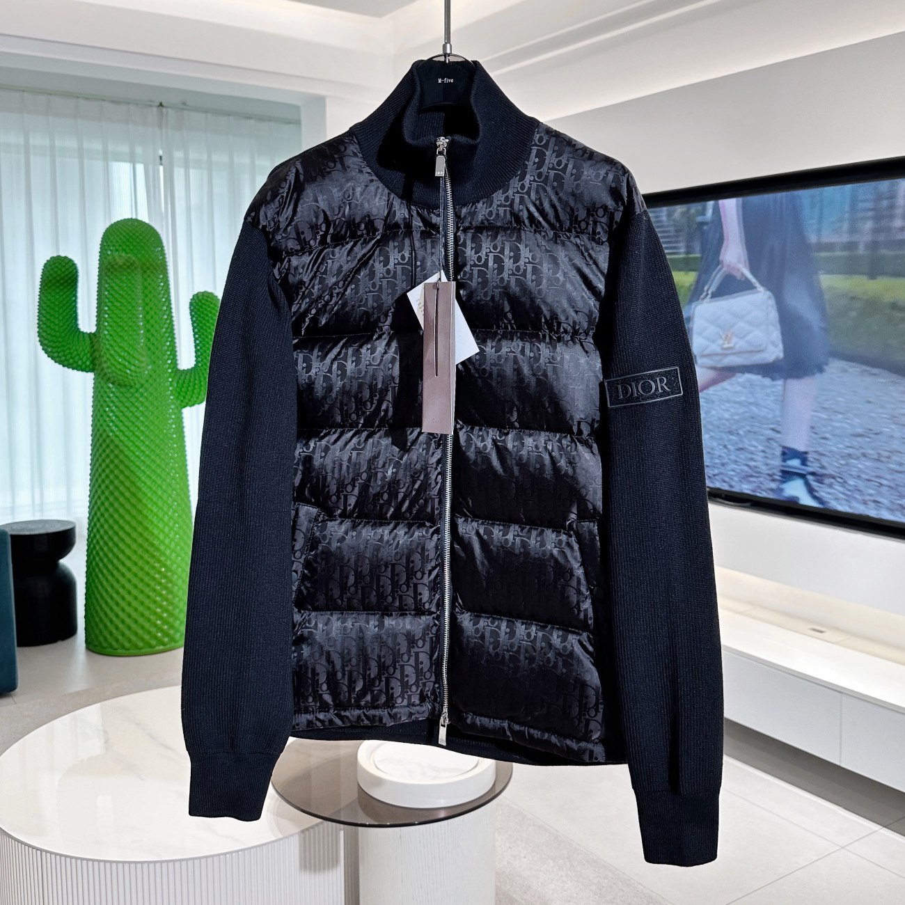 NIGO Dior Men's Autumn and Winter Solid Color Wool Knit Fabric Letter Printed Zipper Puffer Down Jacket #nigo73674