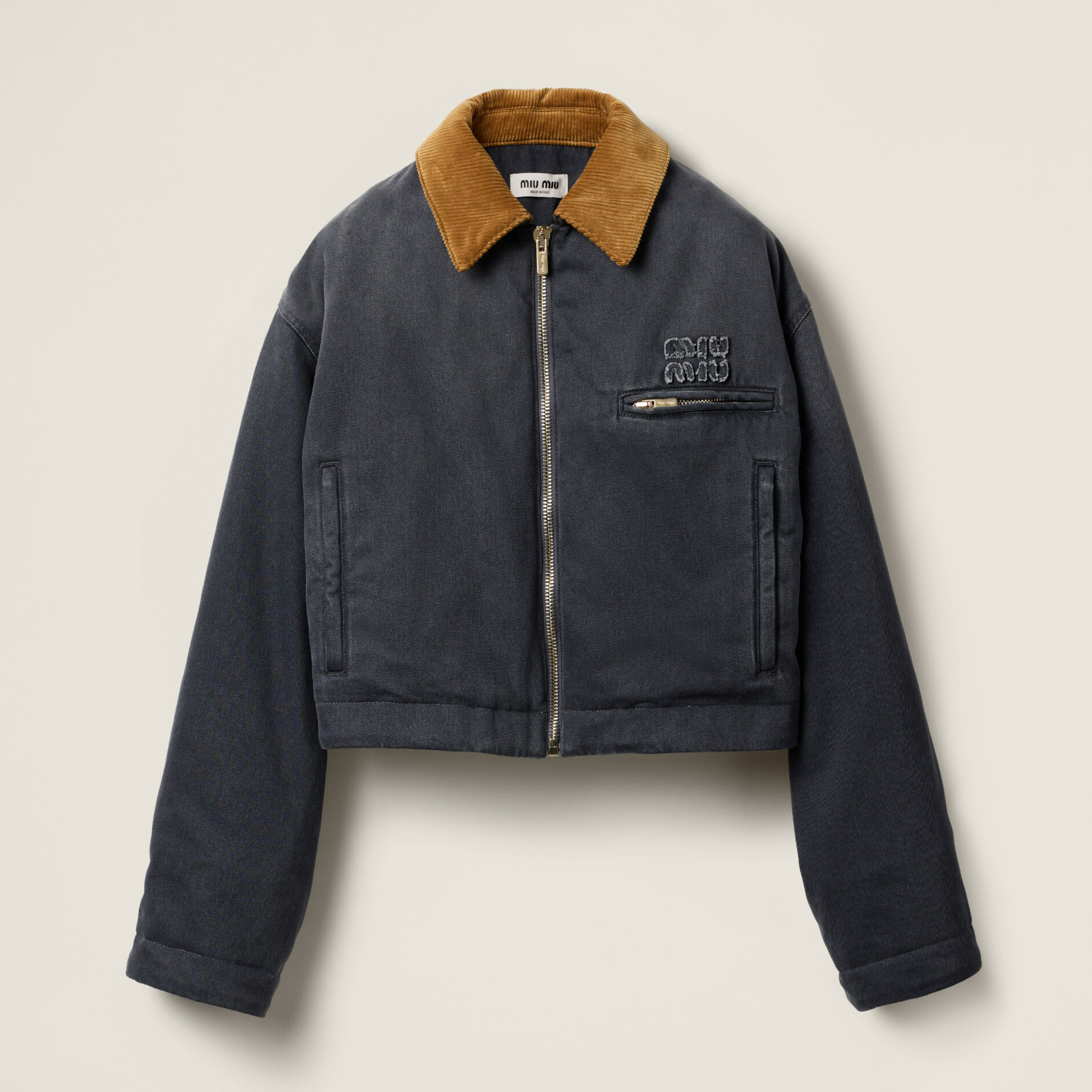 NIGO MiuMiu Women's Autumn and Winter Colorblocking Lapel Logo Embroidery Zipper Long Sleeve Jacket #nigo73679