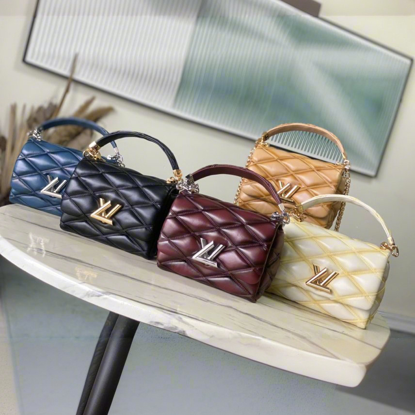 NIGO Louis Vuitton GO-14 Women's Solid Color Detachable Shoulder Strap Button Lock Closure Lambskin Shoulder Slant Handbag Bag Bags #nigo73689