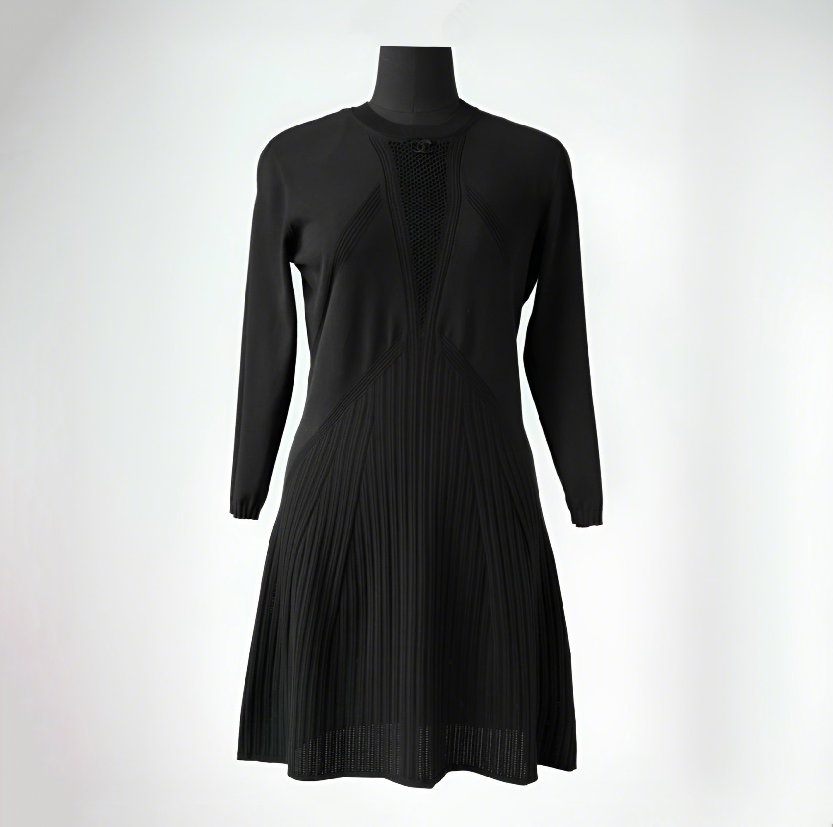 NIGO Chanel Women's Spring/Summer Solid Color Hollow Knit Long Sleeve Dresses #nigo73693