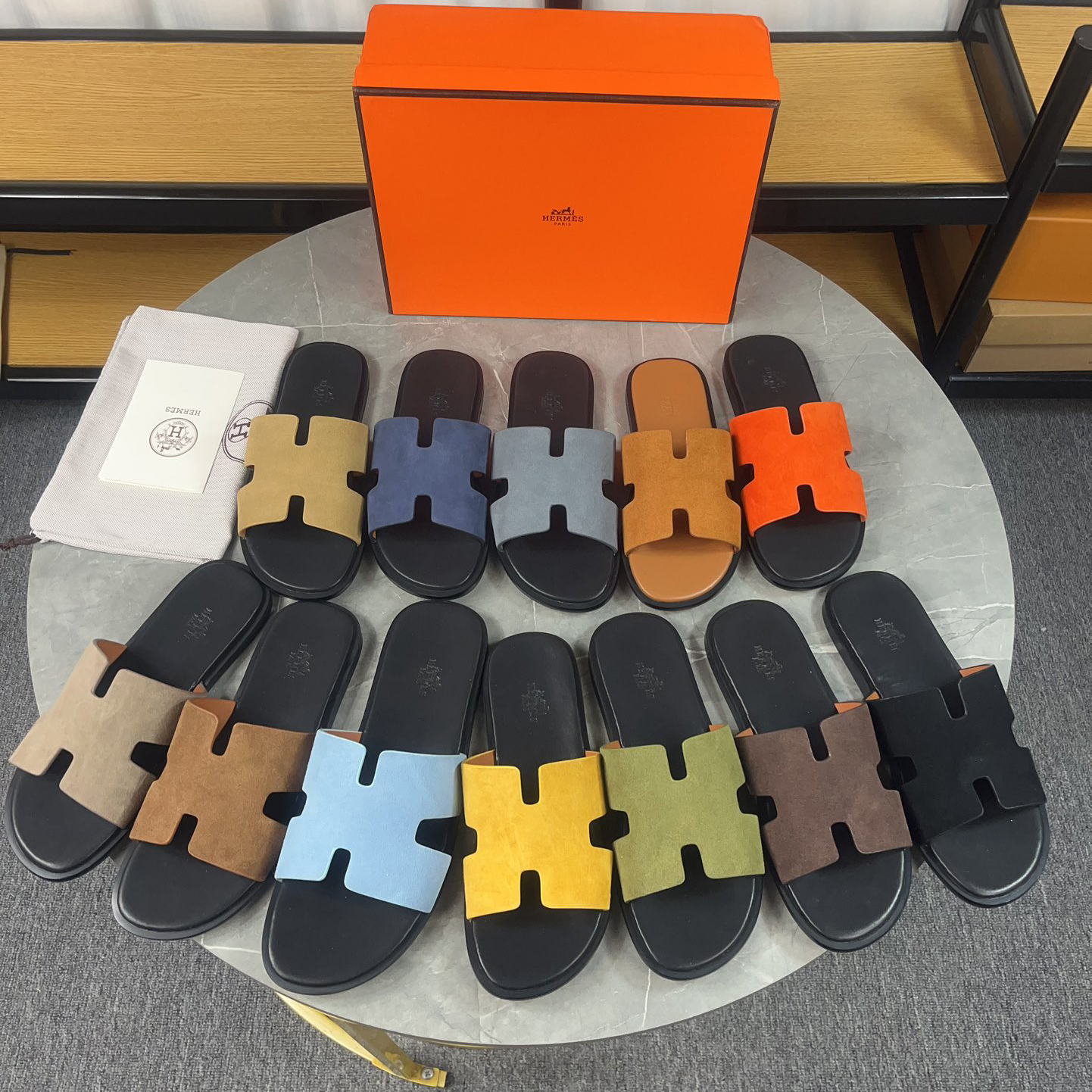 NIGO Hermes Men's and Women's Solid Color Leather Sandals Slippers Shoes #nigo73716